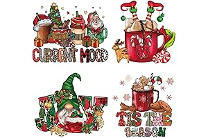 4PCS Christmas Iron on Transfers Decals for T-Shirts DIY Decorations