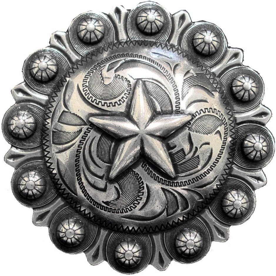BS9264-3-Copper Copper Plated 1 and 1/2" Wide Engraved Star Berry Concho 10pcs