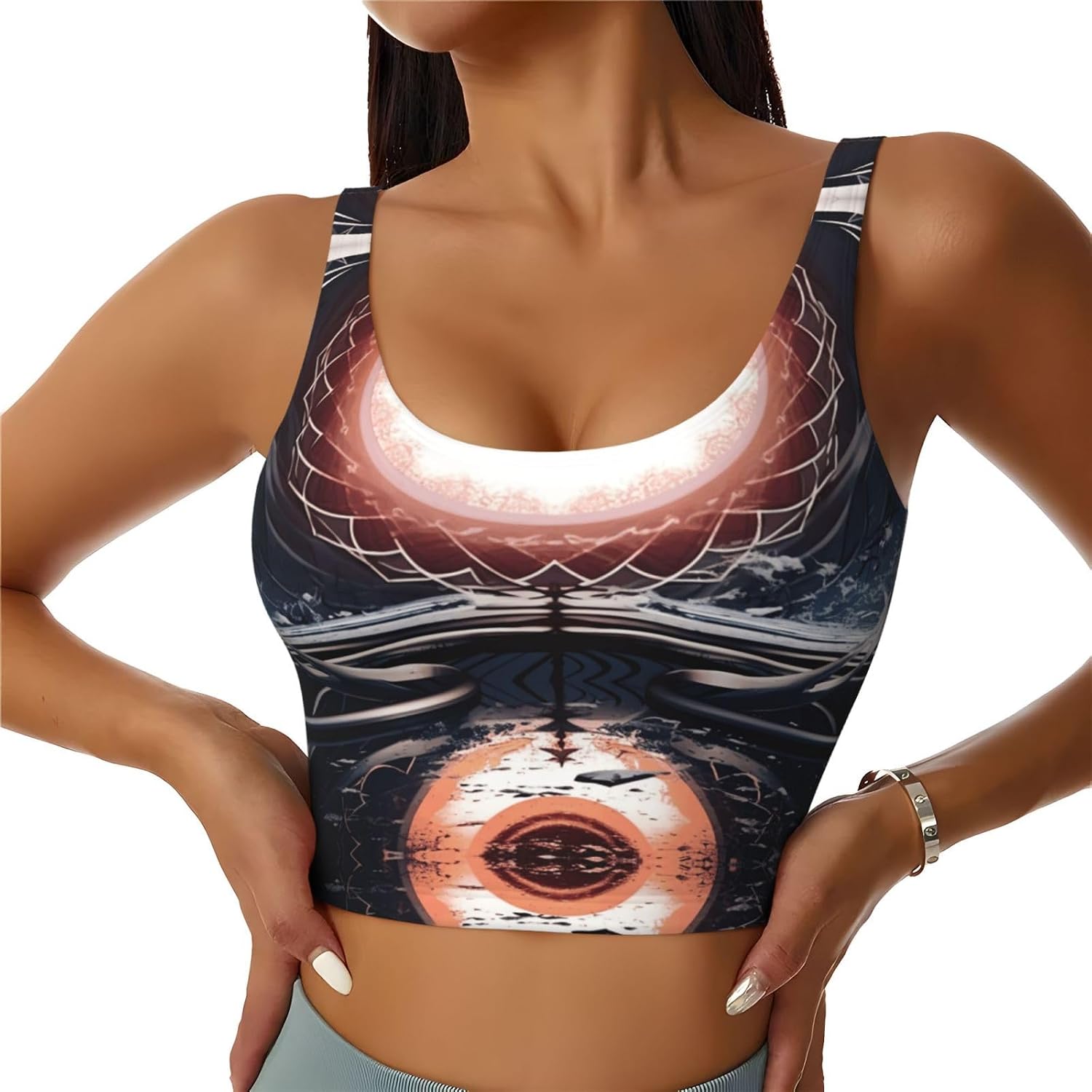 Abstract Hollow Landscape Women's Sports Bras - High Support Workout Tops for Women, Yoga Sports Bra, Bralettes with Support