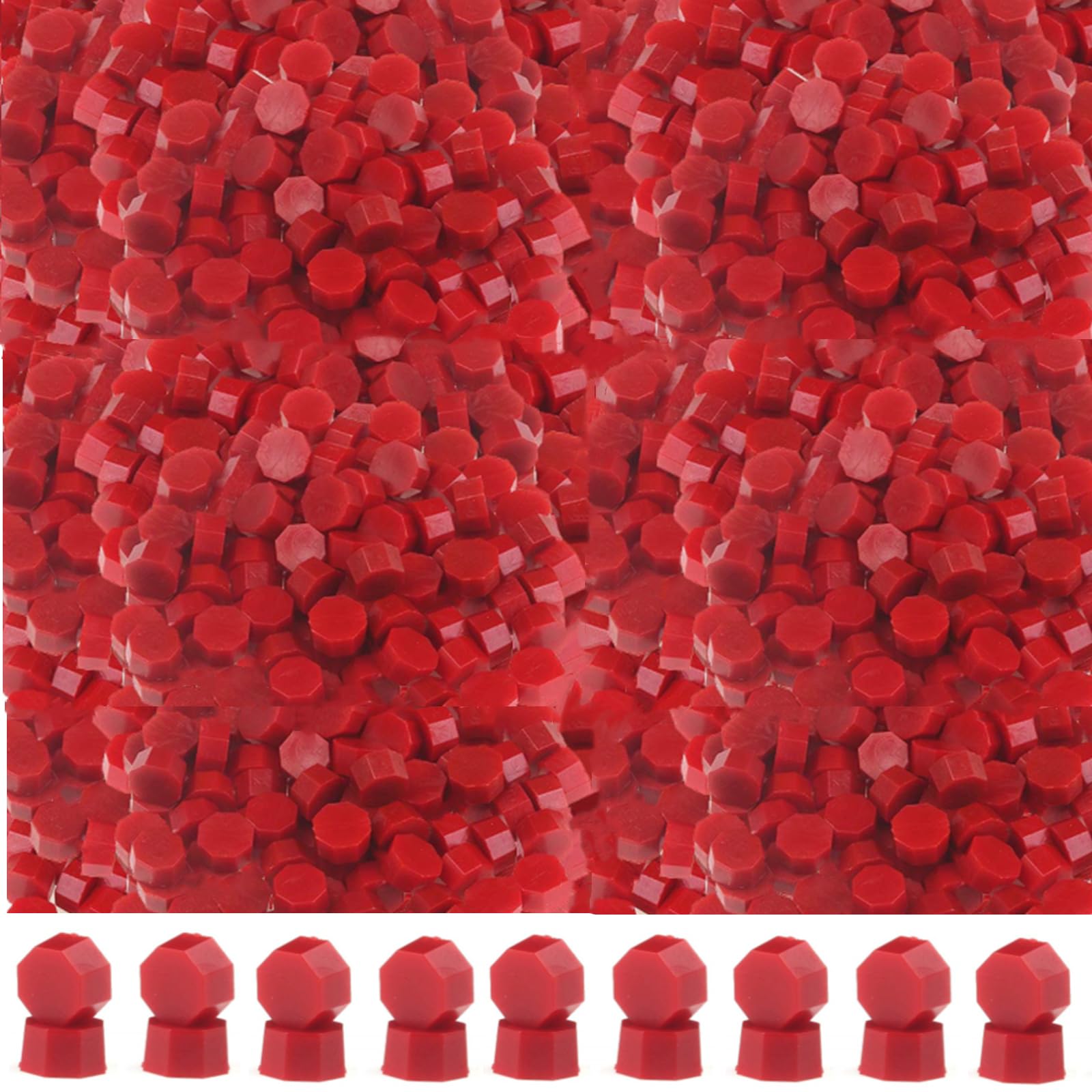 720Pcs Wax Sealing Beads, 0.55lb Sealing Wax Beads, Red Octagon Wax Seal Beads for Wax Seal Stamp, Cards, Wedding Invitations, Wine Packages, Gift