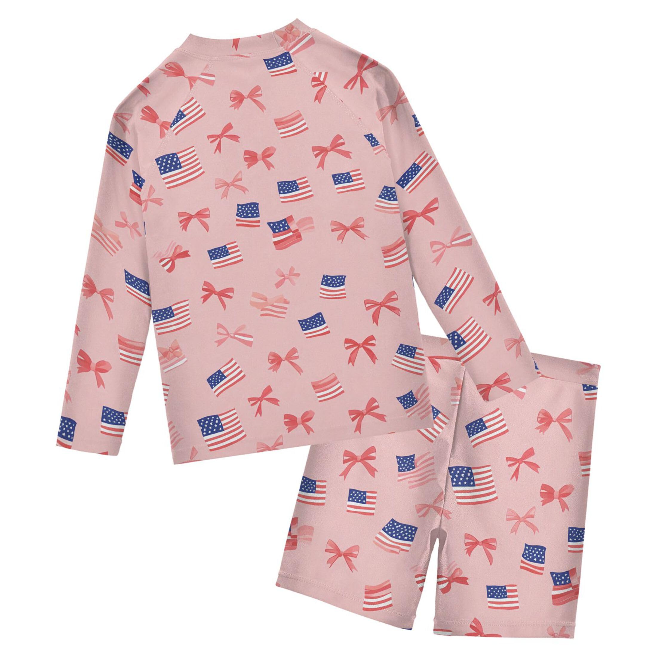 July 4th Independence Day American Flag Baby Boys' Toddler Long Sleeved Rashguard Swim Bathing Suit Set B0404597
