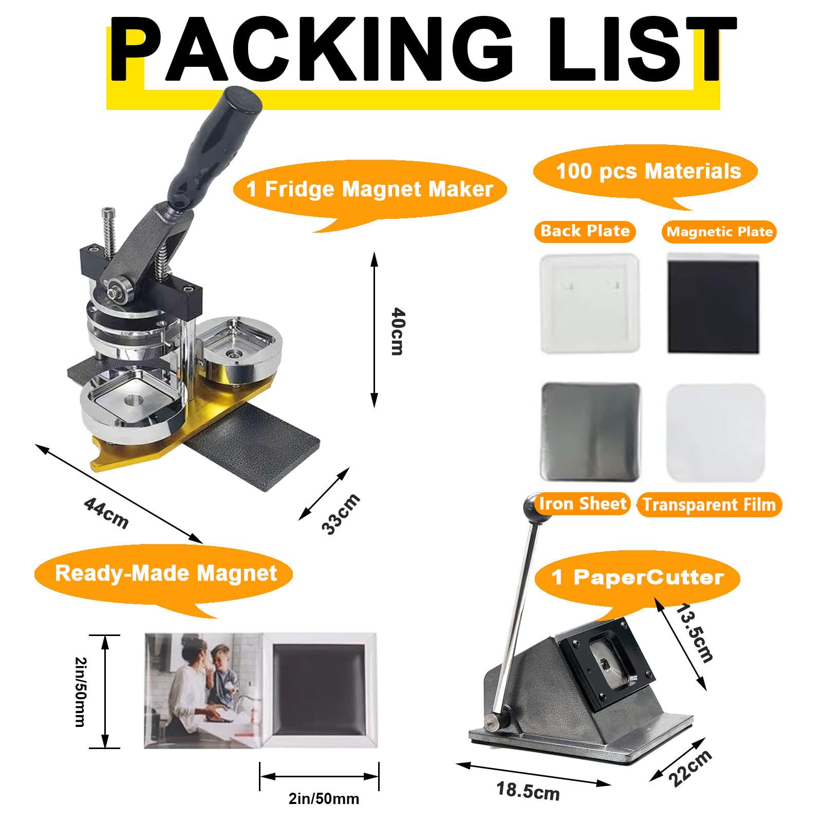 Máquina para Hacer imanes fotográficos instantáneos para Aficionados al Bricolaje: Kit de Prensa de 5 x 5 cm, Incluye Herramienta para Cortar Papel.