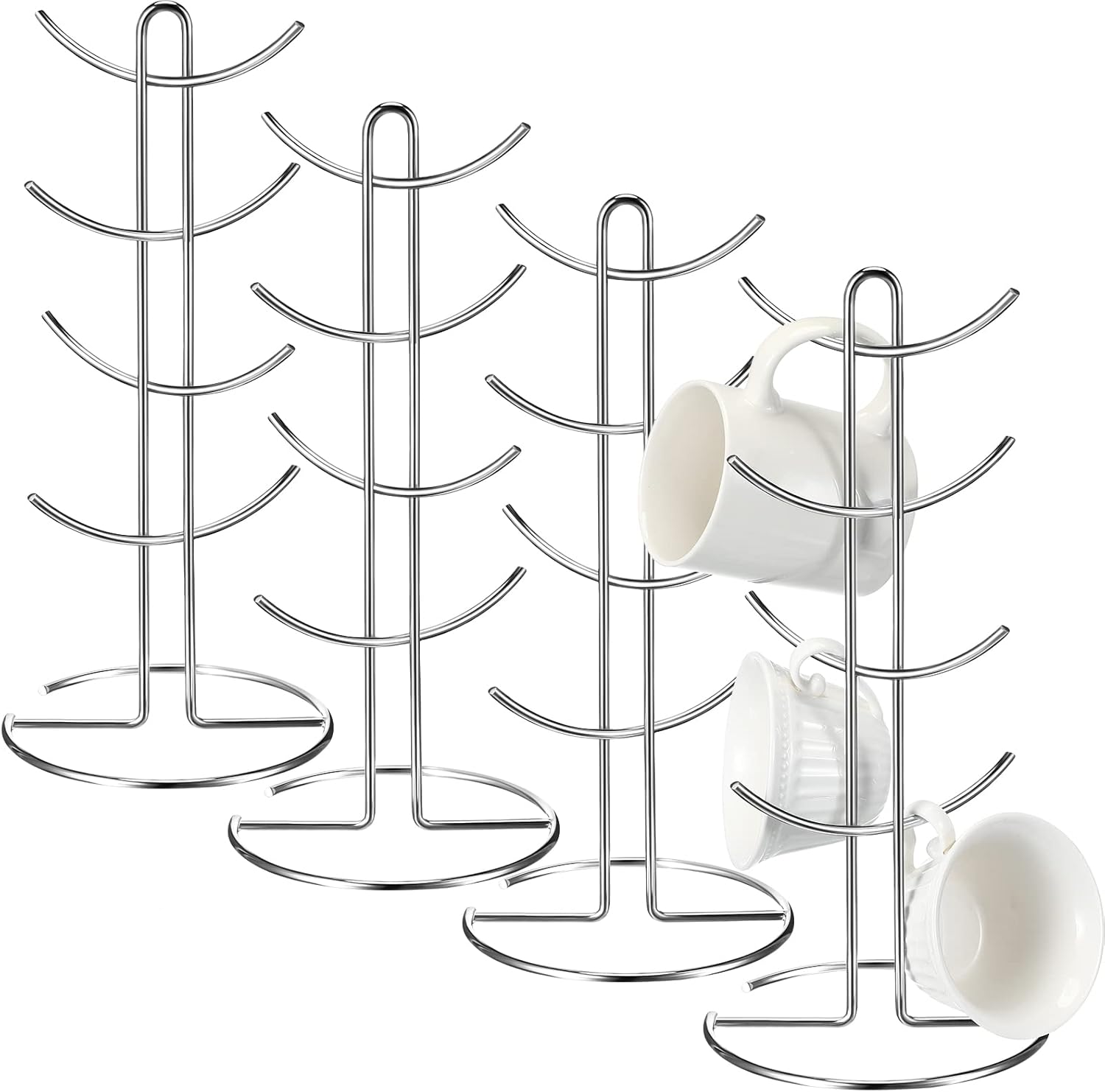 4 Pieces Mug Tree with 8 Holder Mug Holder Tree Rack