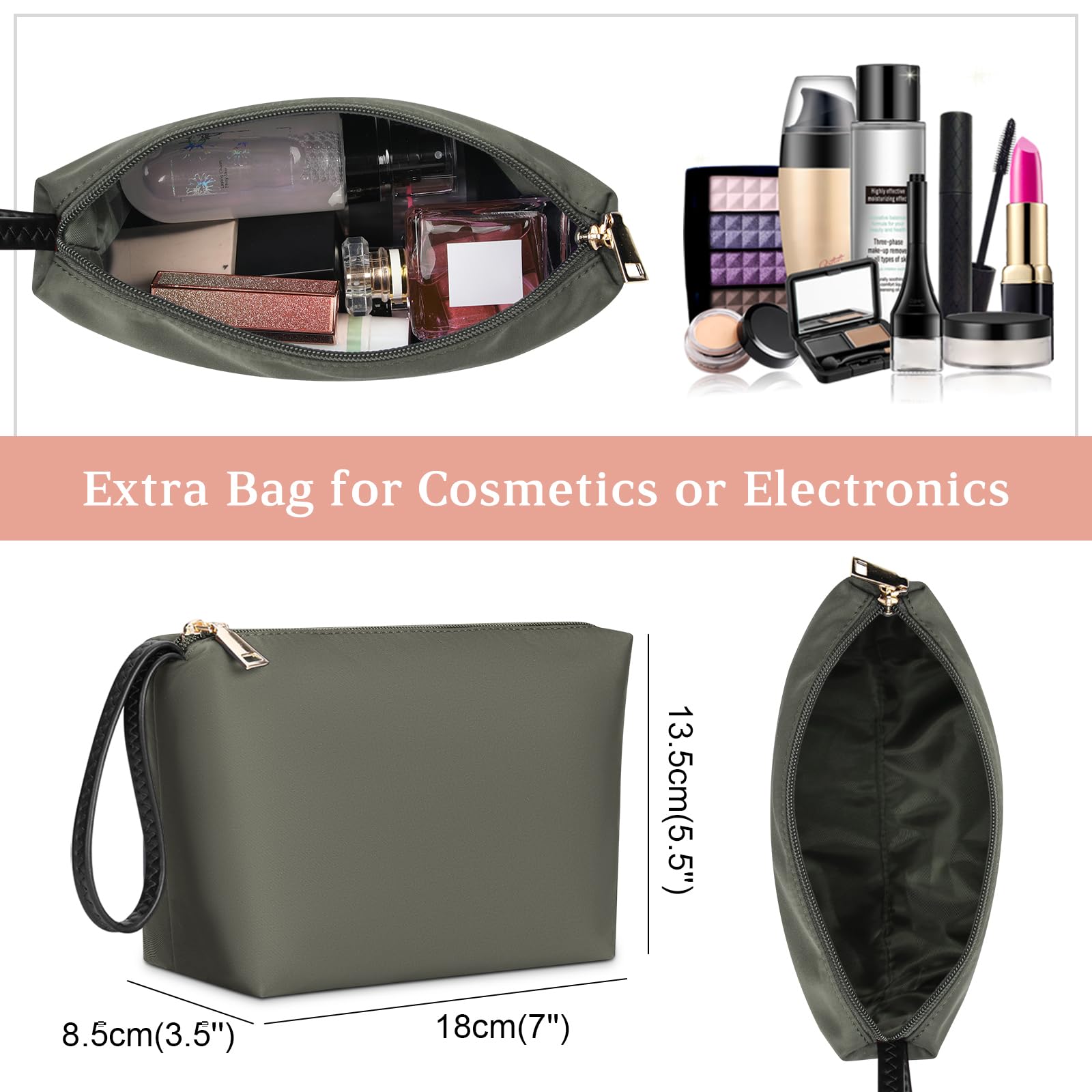 KTMOUW Bolsos Universidad Mujer Impermeable Bolso para Ordenador Portatil 15.6 Pulgadas Grandes Shopper Bolsos con Puerto de Carga USB 2 Piezas Negro Gris Oscuro