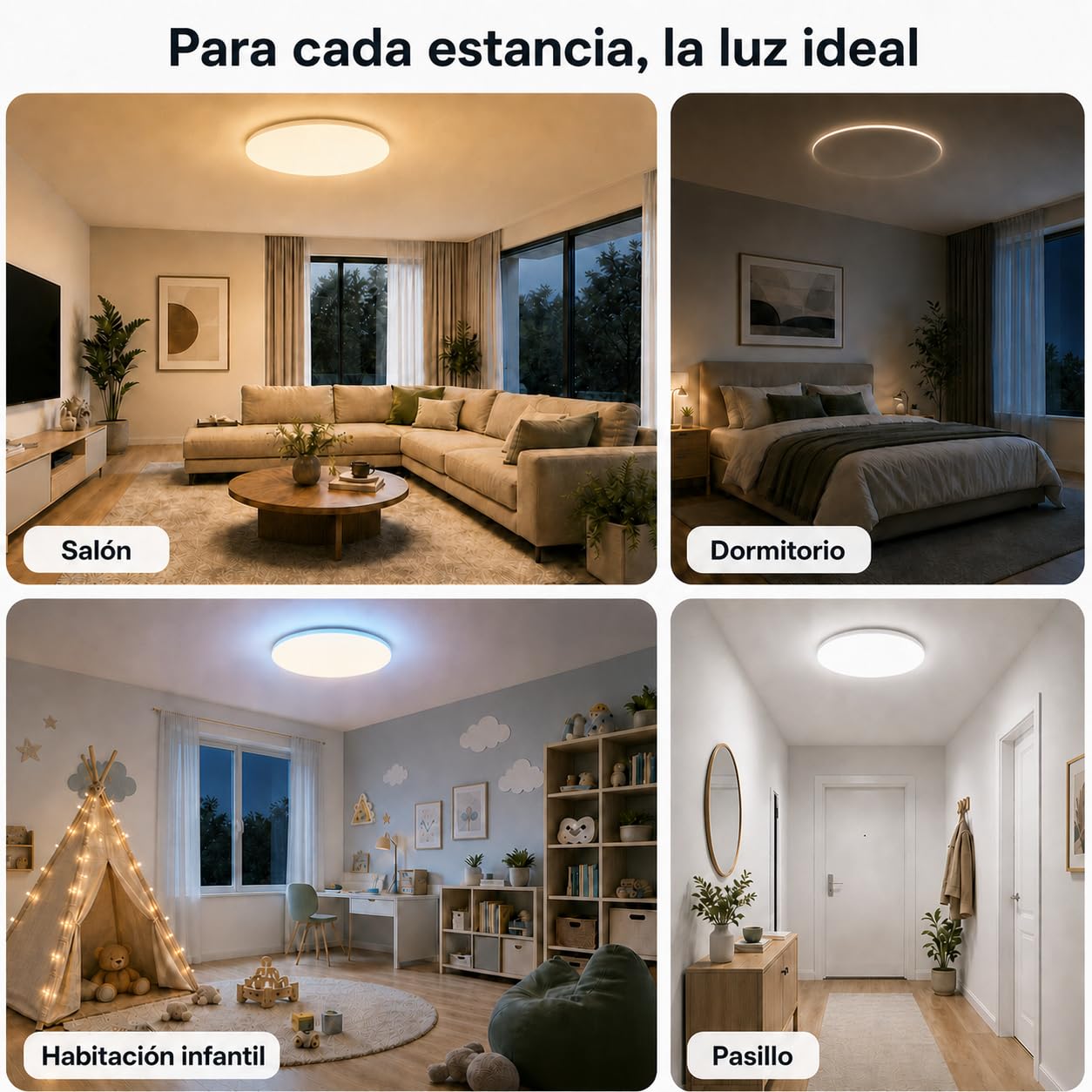 Yeelight Lampara Techo Inteligente 50cm, 4500LM RGBCW Plafon LED Techo Regulable, 2700K-6500K, Instalación Rápida, 16 Millones de Colores DIY, Compatible con Alexa y Google, App/Mando a Distancia