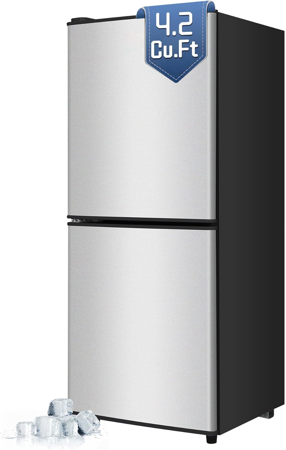 Mini Fridge with Freezer 4.2 cu ft, Double-Door Compact Refrigerator, Dorm Fridge with Adjustable 7-Level Thermostat & Adjustable Glass Shelves, Small Refrigerator Fridge for Apartment, Office, Silver Mini Fridge with Freezer 4.2 cu ft, Double-Door Compact Refrigerator, Dorm Fridge with Adjustable 7-Level Thermostat & Adjustable Glass Shelves, Small Refrigerator Fridge for Apartment, Office, Silver