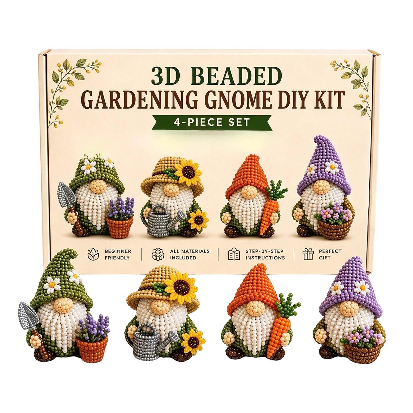 VUKHWX Creative Tiny 3D Beaded Animal DIY Kit - Set of 4 3D Beaded Animals Craft Set, Bead Animal Craft Set with Instructions, Creative 3D Animals Crafts for Beginners & Craft Enthusiasts, DIY Gift