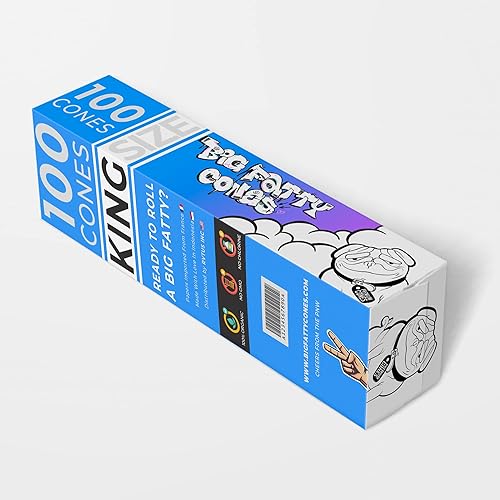 Miniatura 3 de Big Fatty Cones - Conos preenrollados Papel de liar blanco natural sin blanquear RVTUS (Tamaño King, 100)