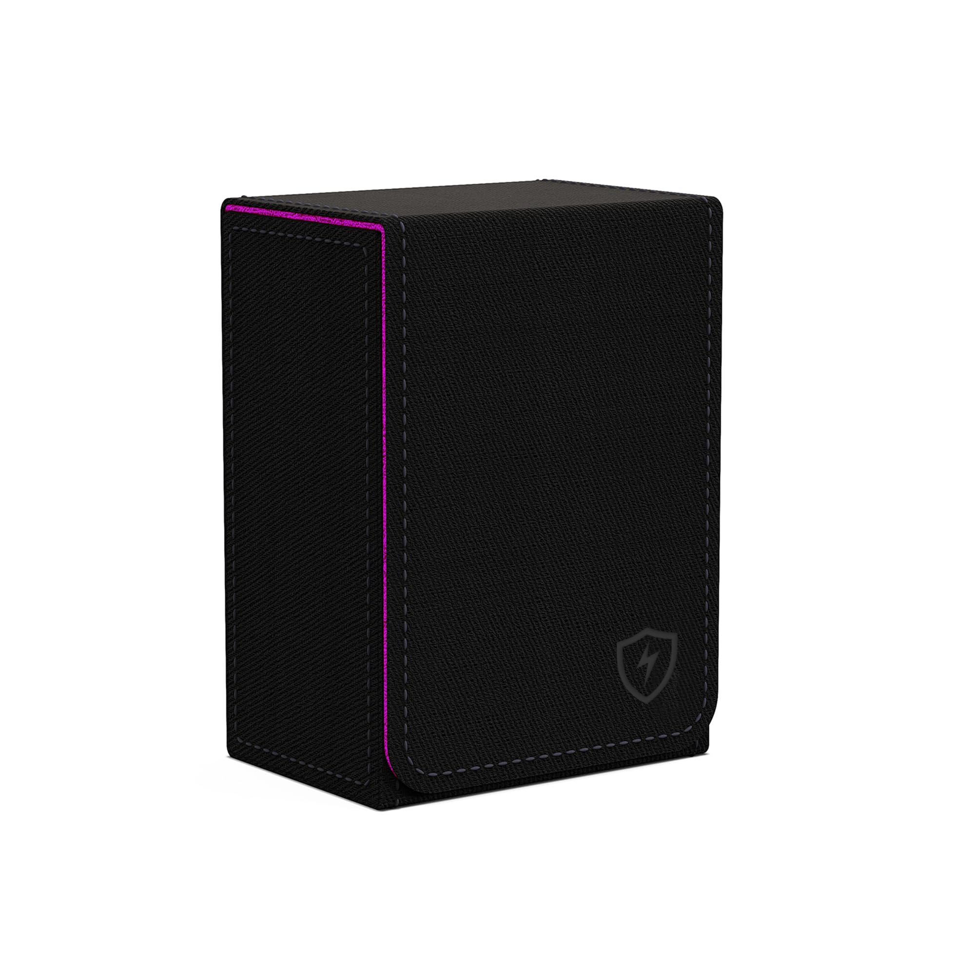 Boltquan Double Decker Leather Poker Card Case - Holds Two Sets of Poker Size Cards - Premium Dual-Deck Holder with Stylish Design and Secure Closure (Black-Purple)