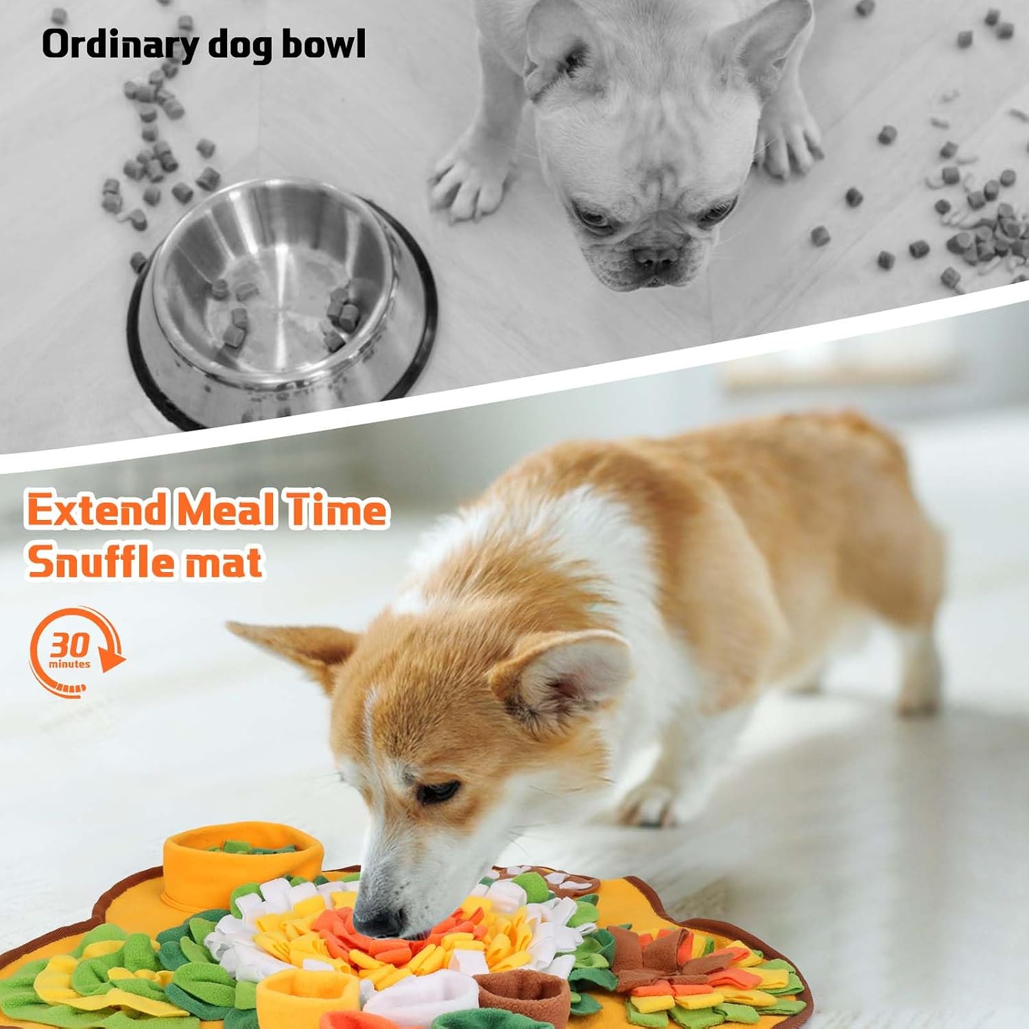Yummy Sam Snuffle Mat for Small Medium Dogs, Portable Interactive Nose Smell Training Sniffing Pad with Puzzle Toys for Boredom Stimulating Slow Eating and Keep Busy (Orange)