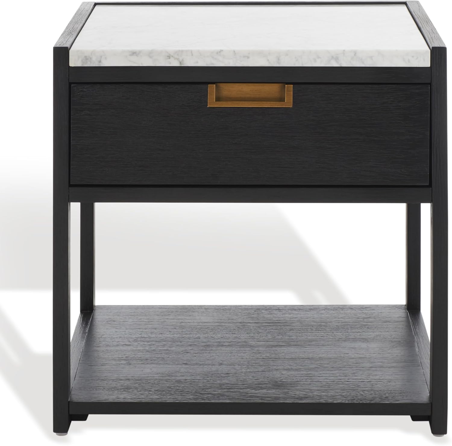 SAFAVIEH Couture Home Collection Adeline Black 1-Drawer Lower Shelf Nightstand Table (Fully Assembled)