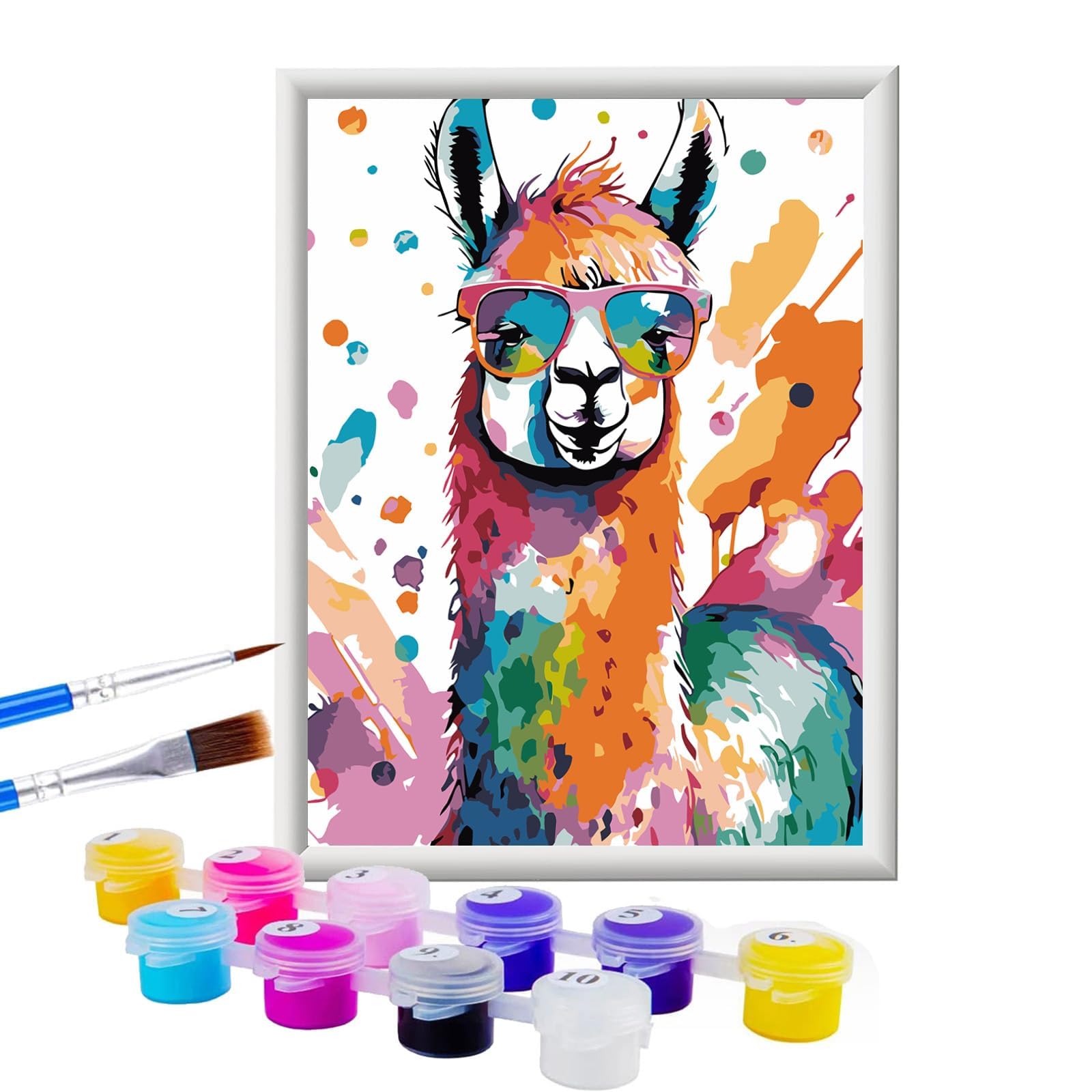 Gutluz Pintura por números Niños Animales Alpaca - Pintura por números a partir de 6 7 8 9 10 años - Pintura al óleo pintada a mano para decoración del hogar - Kit de manualidades para niños con marco