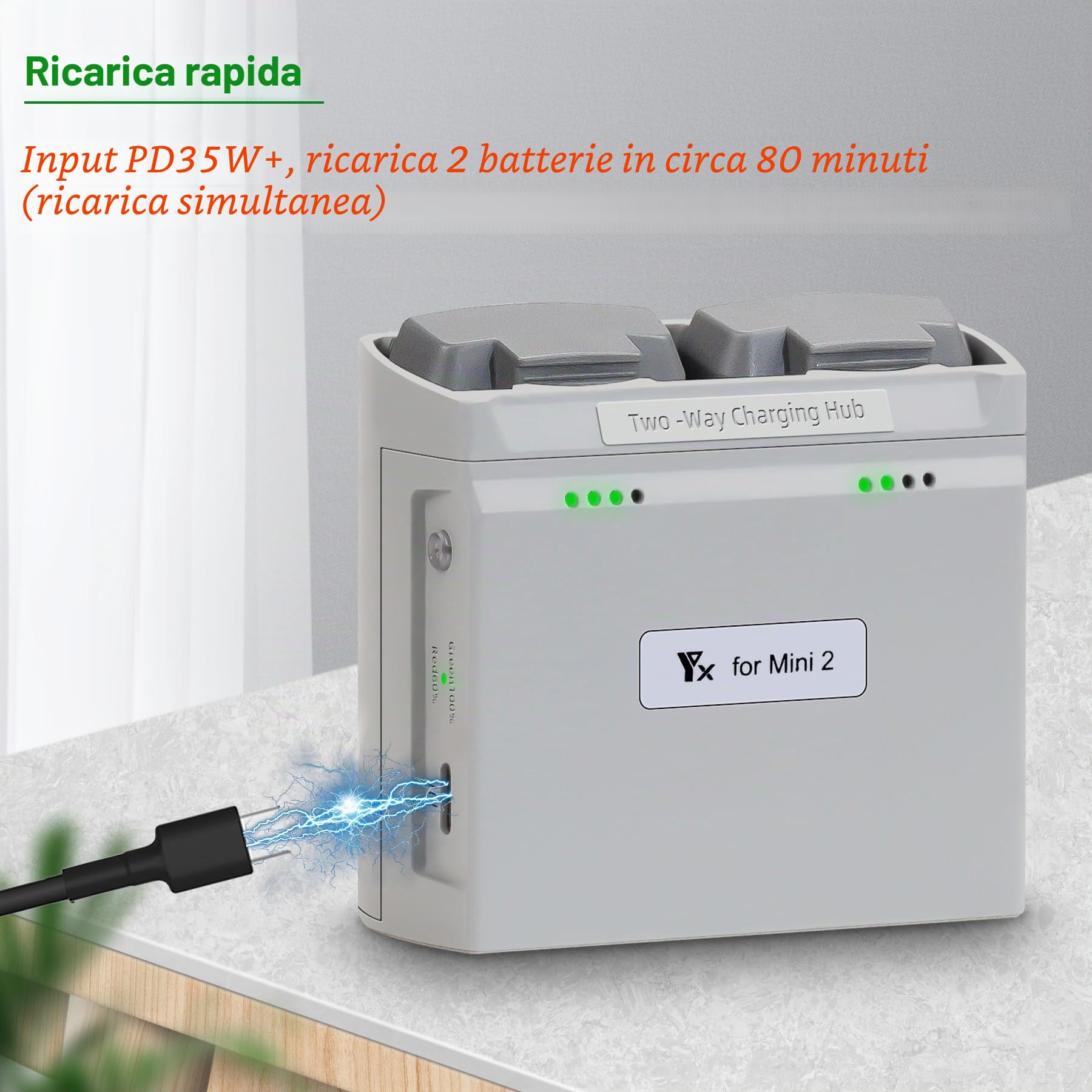 Caricatore Batteria Parallelo Multifunzione con Carica di Archiviazione per DJI Mini 4K/2/2 SE, Mini SE Drone, Hub di Ricarica Bidirezionale, Accessori per Doppia Batteria