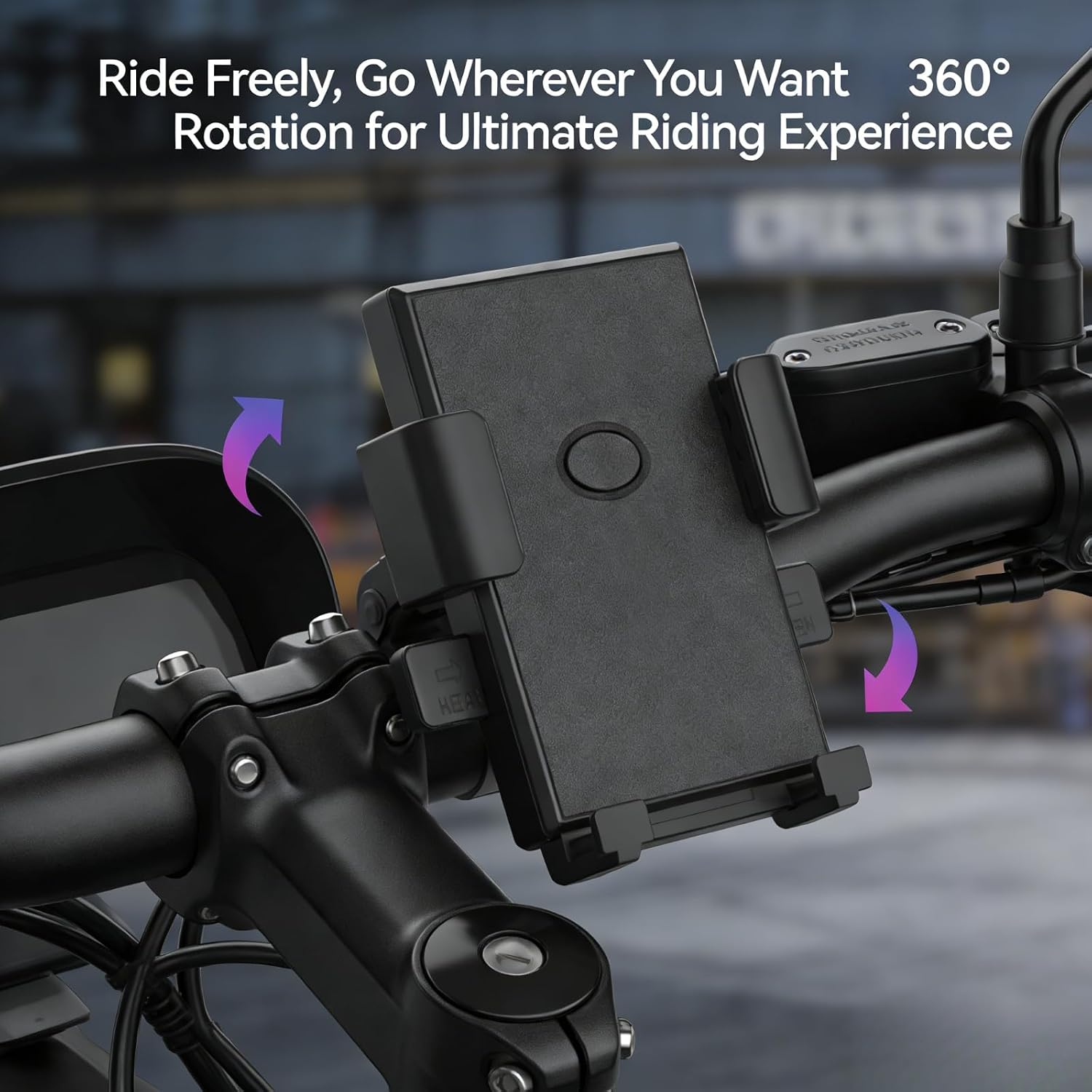 Universal Motorcycle & Bicycle Phone Mount, Adjustable Handlebar Smartphone Holder for Bikes, Scooters, ATV, E-Bikes, Dirt Bikes, Quick Lock/Release, 360° Rotation, Vibration Dampener image 5