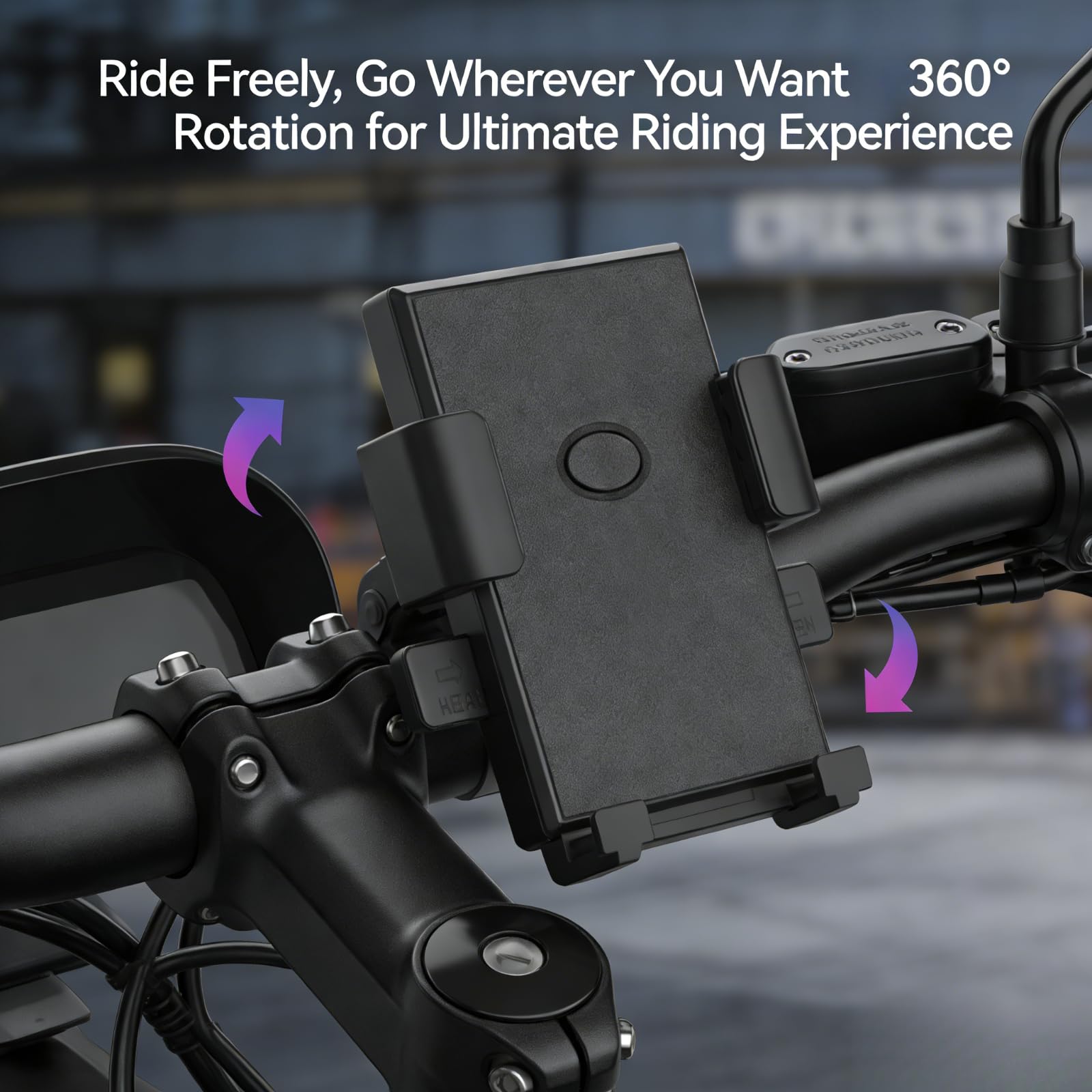 Support de téléphone universel pour moto et vélo, réglable pour vélo, scooter, VTT, vélo électrique, moto tout-terrain, verrouillage/libération rapide, rotation à 360°, amortisseur de
