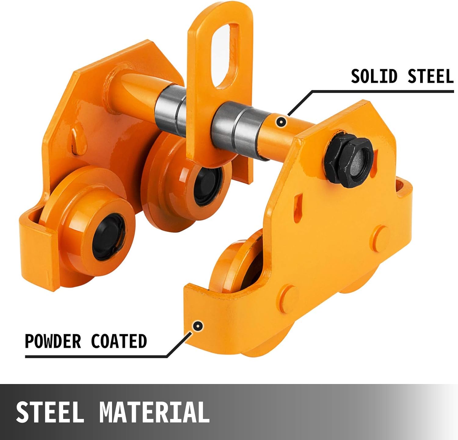 Flash Deals - 50% OFF BestEquip Heavy Duty Manual Trolley 1Ton Capacity Plain Trolley 2200LBS Push Beam Track Roller Trolley Crane Lift Dual Wheels Garage Hoist for Straight Curved I Beam