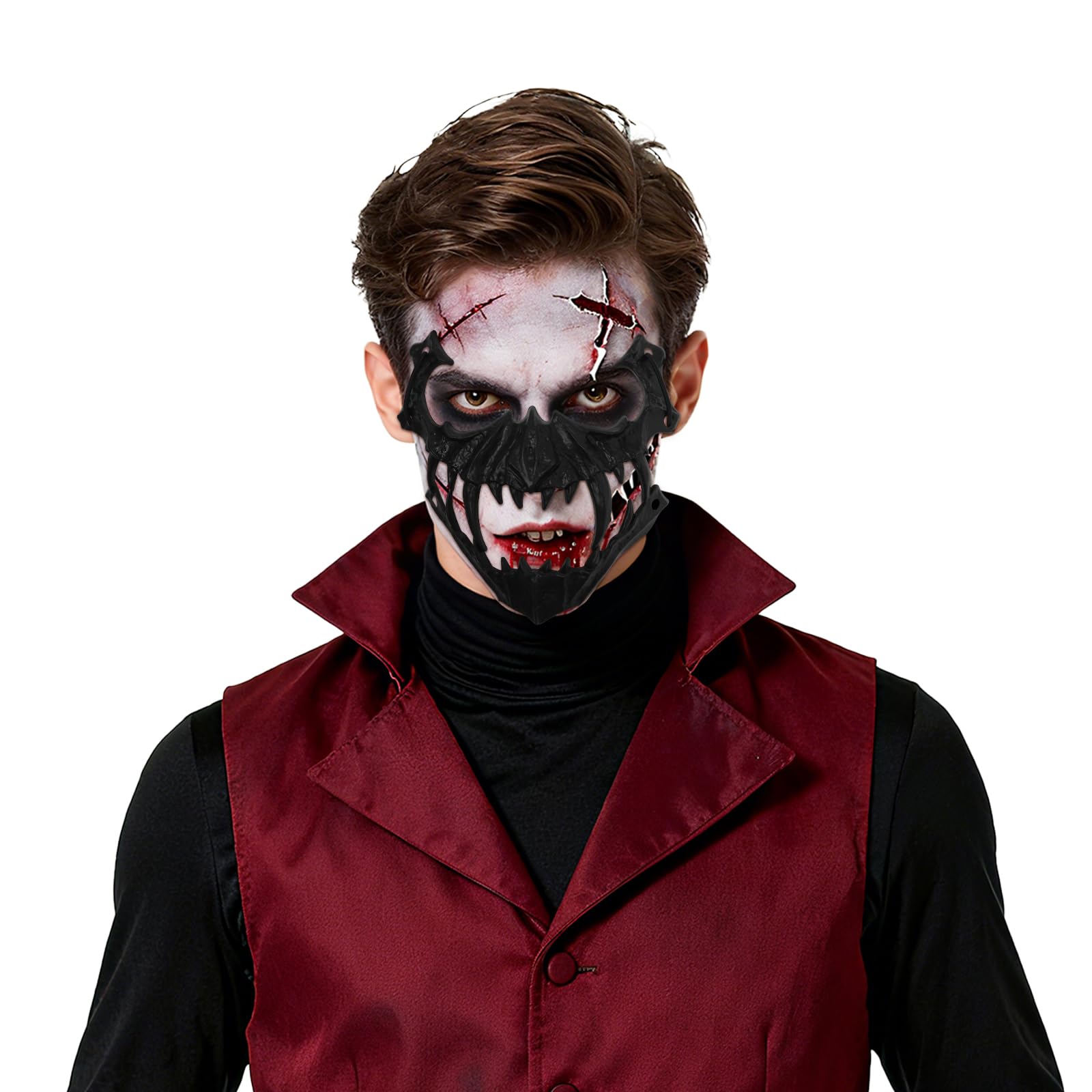 Oidea Animal Skull Half Mask: Half Face Mask Halloween Scary Masks Party Cosplay Decorative Costume Props Accessories Black - Image 3