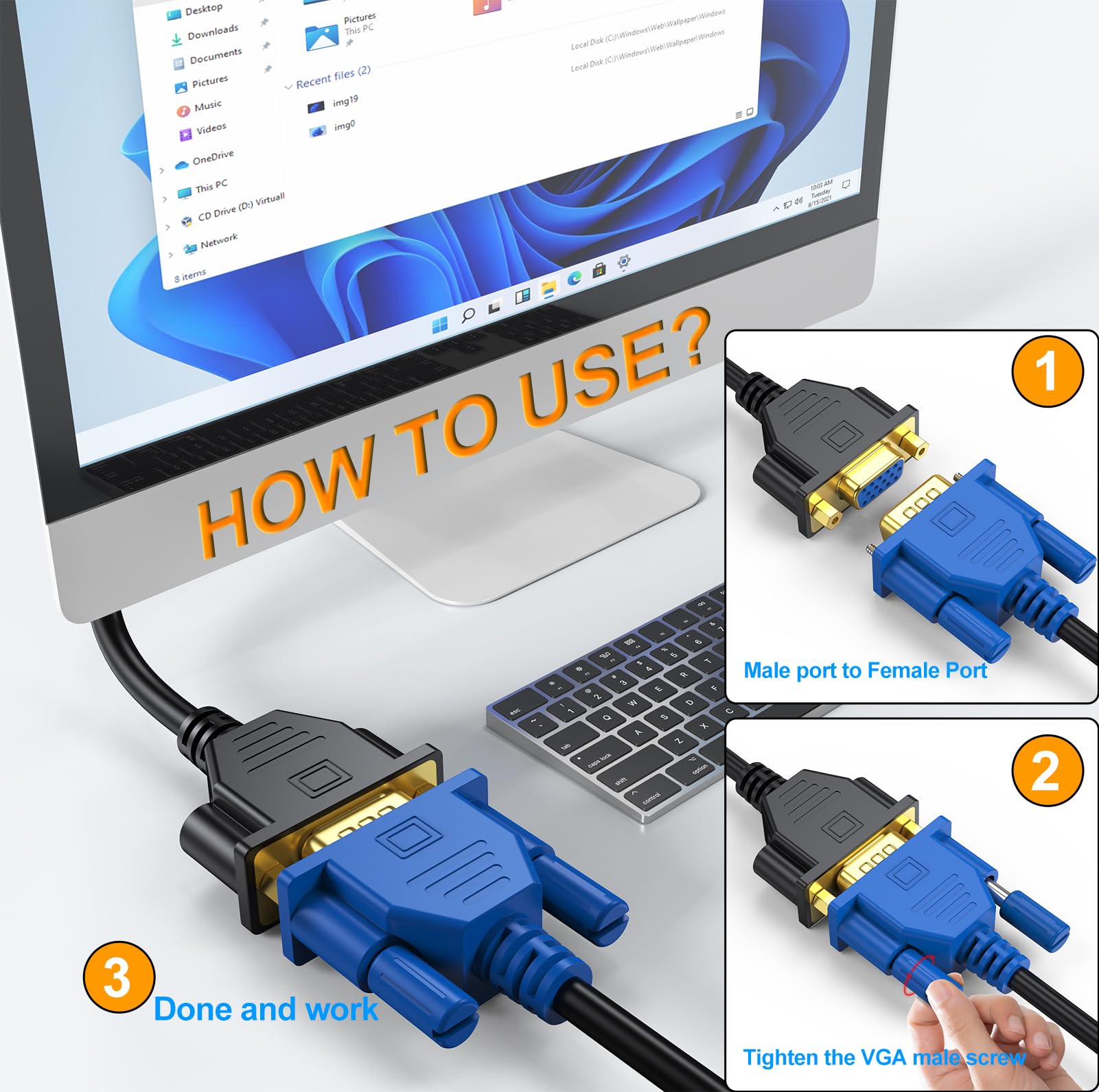 Cavo VGA per il proiettore del monitor del computer (1, 6.6FT)
