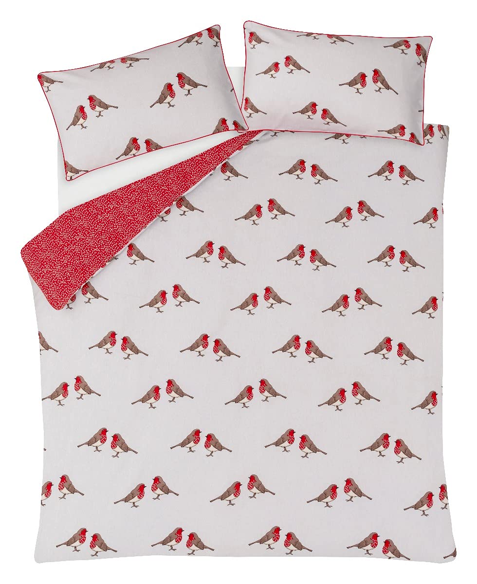 Sleepdown Robin-Set Di Biancheria Federe, In Cotone Spazzolato, Reversibile, Con Bordi A Tubi, Per Letto King Size, 220 Cm X 230 Cm, Colore: Rosso | Leroy Merlin