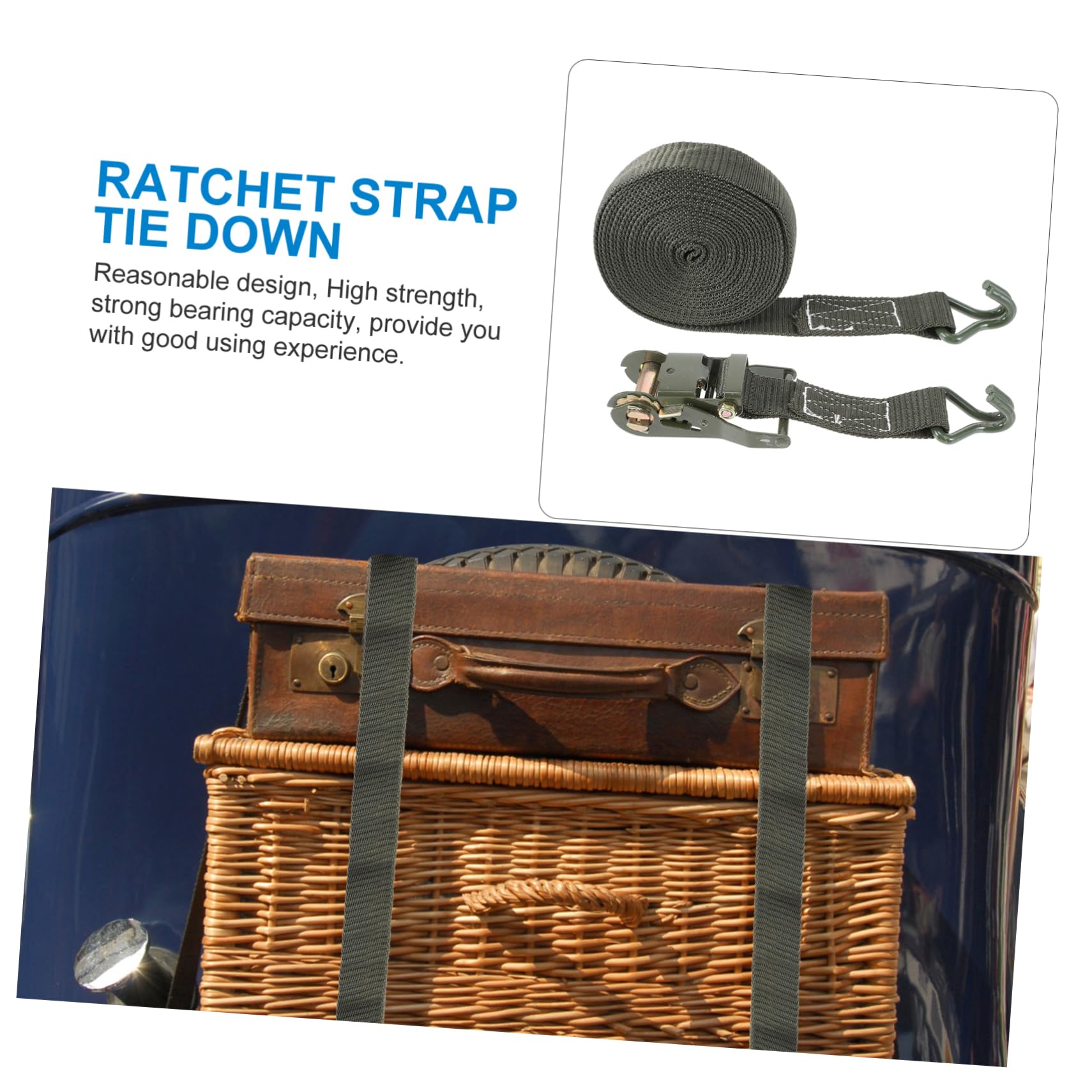 jojofuny 1satz Ratchet Strap Zurrgurt Für LKW Militärgrün Lang Hohe Tragkraft Für Motorräder Trailer Boote Und Haushaltswaren