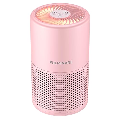 FULMINARE Air Purifiers for Bedroom H13 True HEPA Air Filter, Quiet Air Cleaner With Night Light, Portable Small Air Purifier for Home, Office, Living Room (Pink) - Pink - 1 Pack