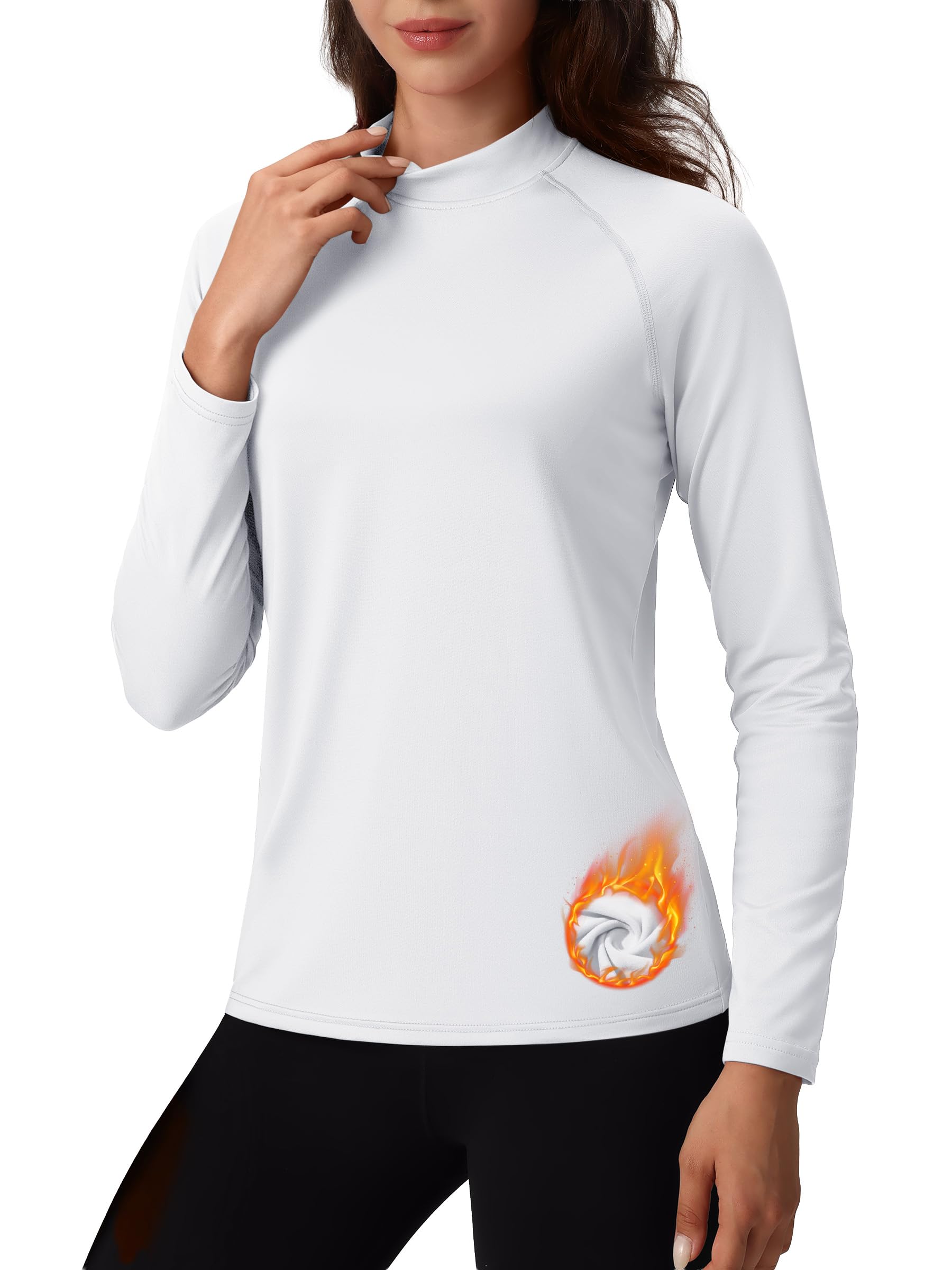 tacvasen Women's Thermal Shirts Mock Turtle Neck Long Sleeve Undershirt Fleece Warm Athletic Tops Winter Base Layer-picture-20