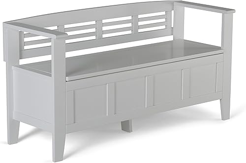 Simpli Home Adams Banco para entrada con espacio de almacenamiento, Madera, Blanco Blanco,Marrón Avalon claro,https://www.amazon.com/dp/undefined