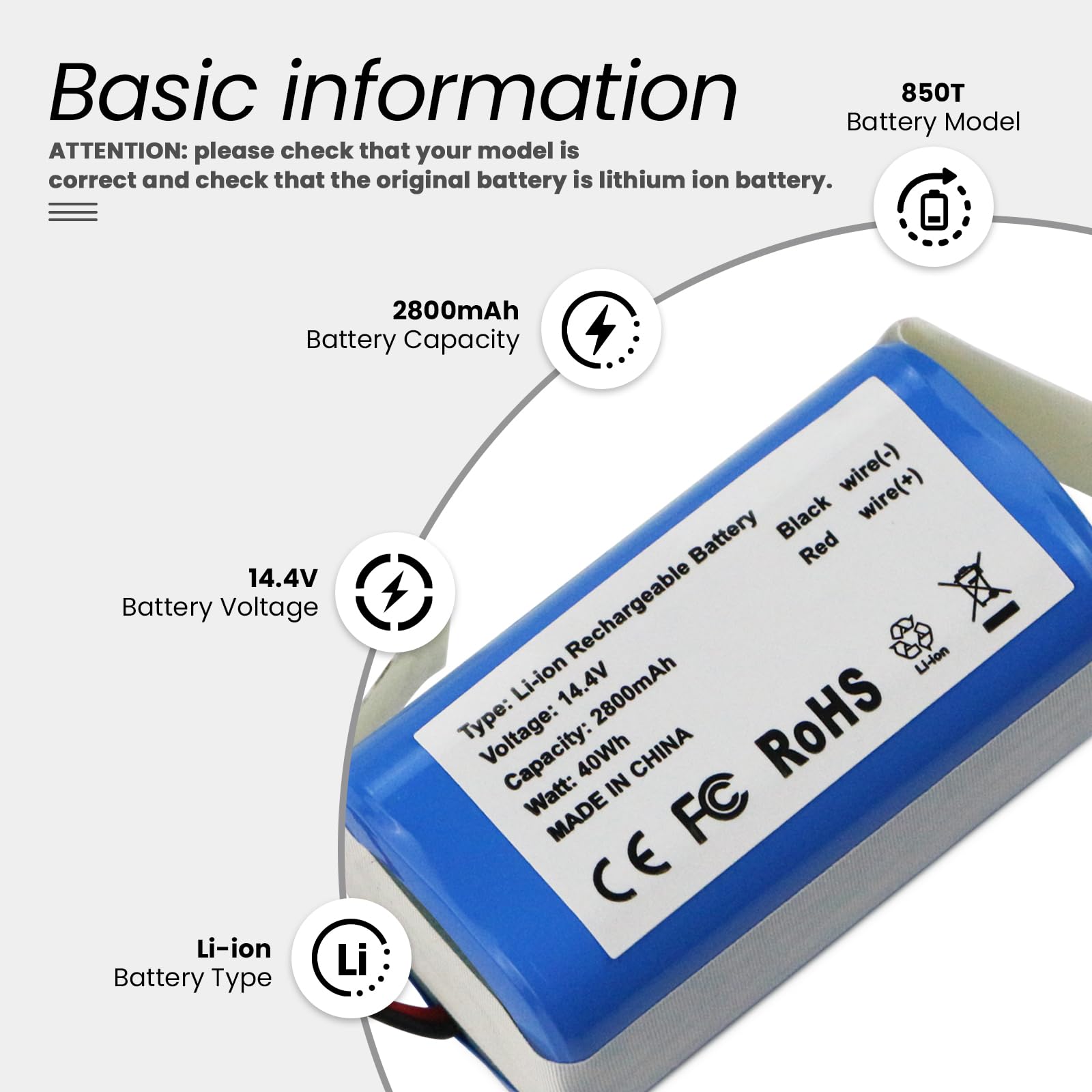 Batería De Repuesto De 14,4 V Y 3200mAh. Compatible Con Coredy R500 R500 + R300 R550 R580 R650 R600 R750 Todos Los Accesorios De Robot Aspirador
