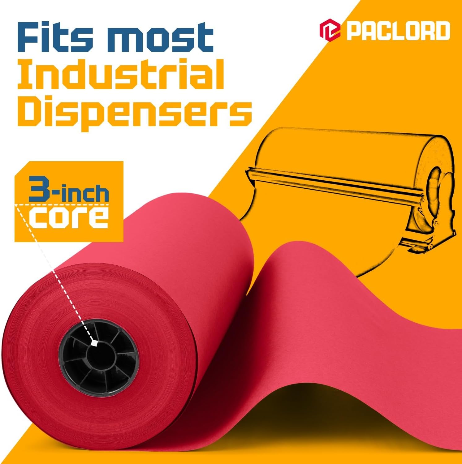 USA Made 18" x 8640" (720 ft) Red Kraft Paper Roll, Large Size
