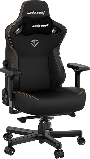 Anda Seat Kaiser 3 Gaming Chair Black - Premium Ergonomic Office Chair - Racing Computer Desk Chair with Magnetic Memory Foam Neck Pillow and Lumbar Back Support - Leather Gaming Chair for Adults