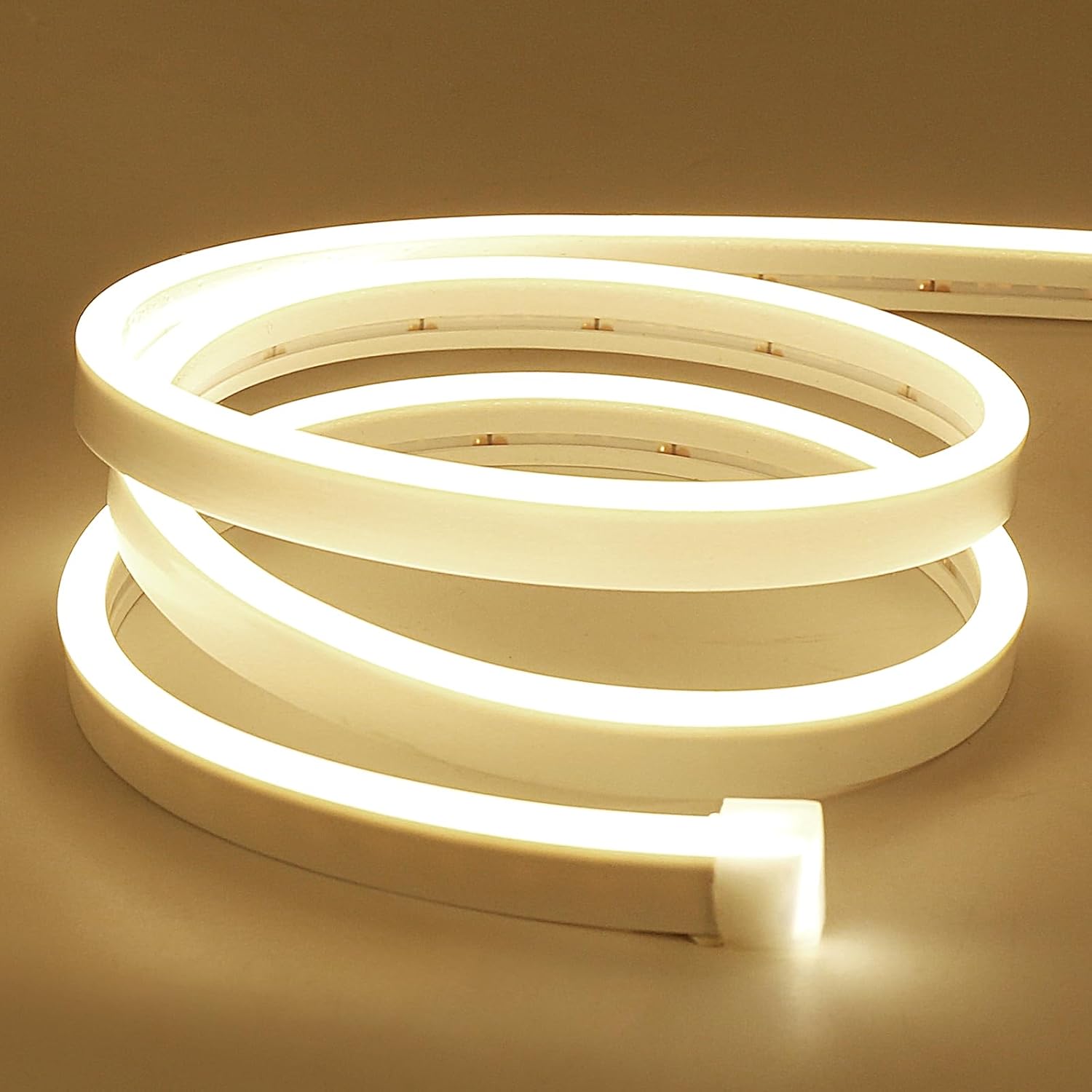 Lamomo Neutral White Led Strip Lights, 16.4ft 4500K Neon Rope Light,12V Flexible Waterproof Silicone LED Neon Lights for Kitchen Bedroom Indoor Outdoor Decoration（Power Adapter not Included）