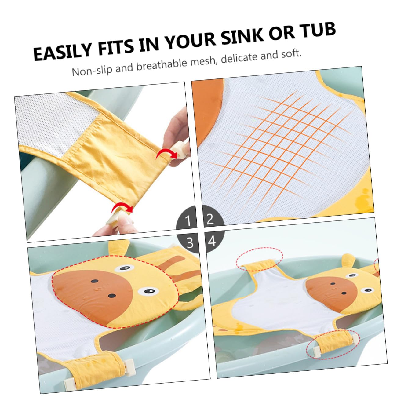 VICASKY Comfortable Bath Seat Bathing Support Mat with Soft Mesh for Boy Girl Portable Non-Slip Design for Secure Bath Fits Various Tub