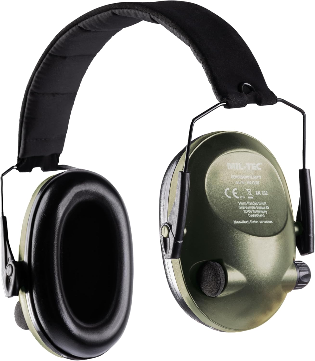 MIL-TEC Electronic Ear Defenders, Olive Drab, Adjustable, 16243001