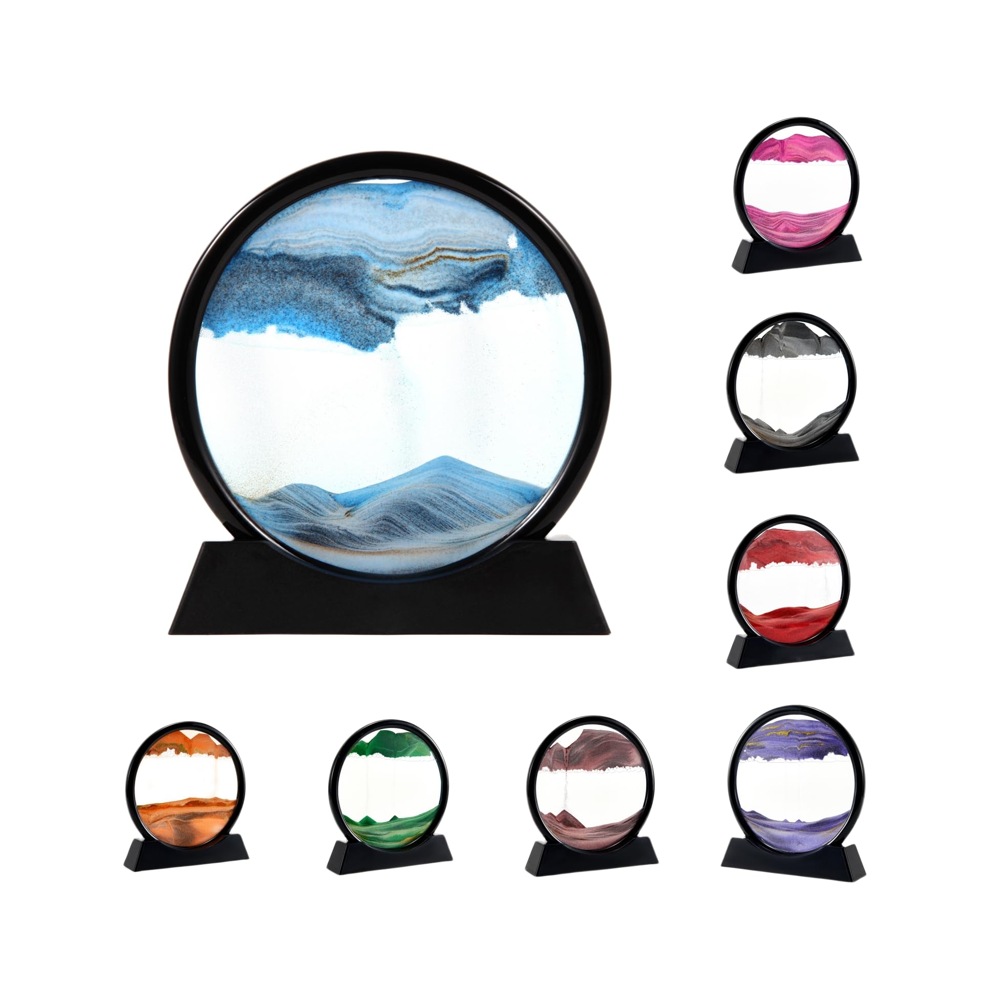 Moylie 3D Dynamic Moving Sand Art Liquid Motion Round Glass 3D Deep Sea Sand Artistic Sandscape Flowing Sand Frame Relaxing Home Office Work Decor Desktop Art Toys (7" Blue) (B09TZSFJ8N) Amazon Price History, Amazon Price Tracker