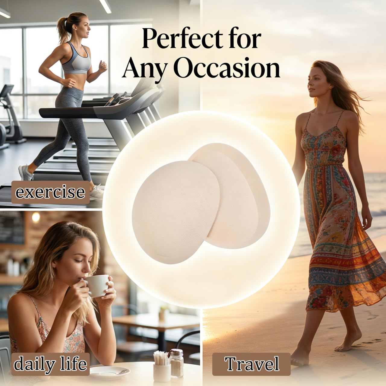 Homoyoyo Bra Inserts Cotton Bra Pads for Women Workout Bikini Top Dresses Swimsuit Beige One Size Comfortable