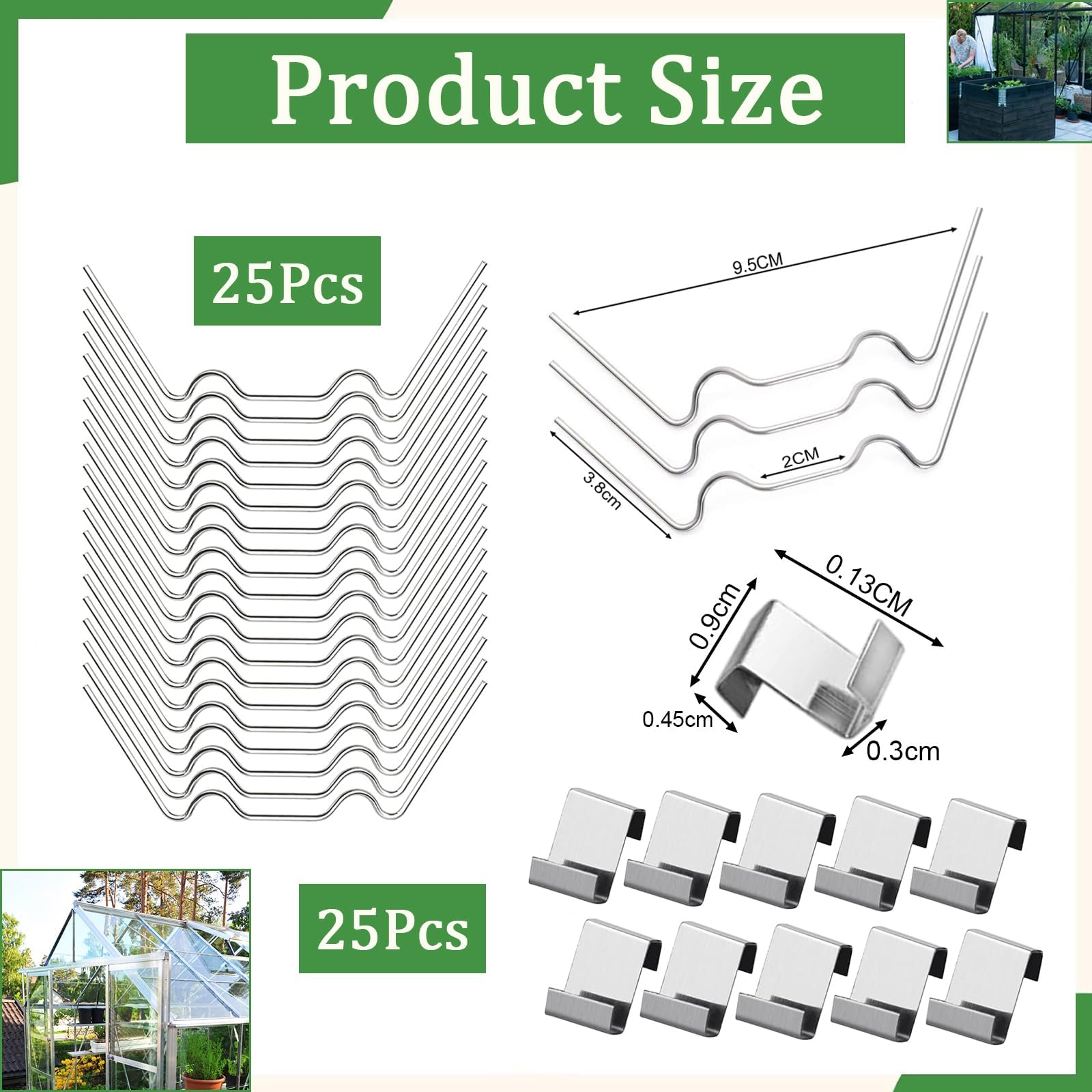 100pcs Greenhouse Glass Clips,Polycarbonate Greenhouse Clips for Fitting Glass,Greenhouse Glass Accessories Retaining Clips Spring Window Clip Glass Pane Fixings Clips(50 W Glazing Clips & 50 Z Clips)
