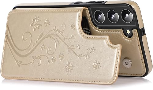 Miniatura 6 de Asuwish Glaxay S22 - Funda para Samsung Galaxy S22 5G con protector de pantalla de vidrio templado, soporte de cuero con tarjetero, doble cierre