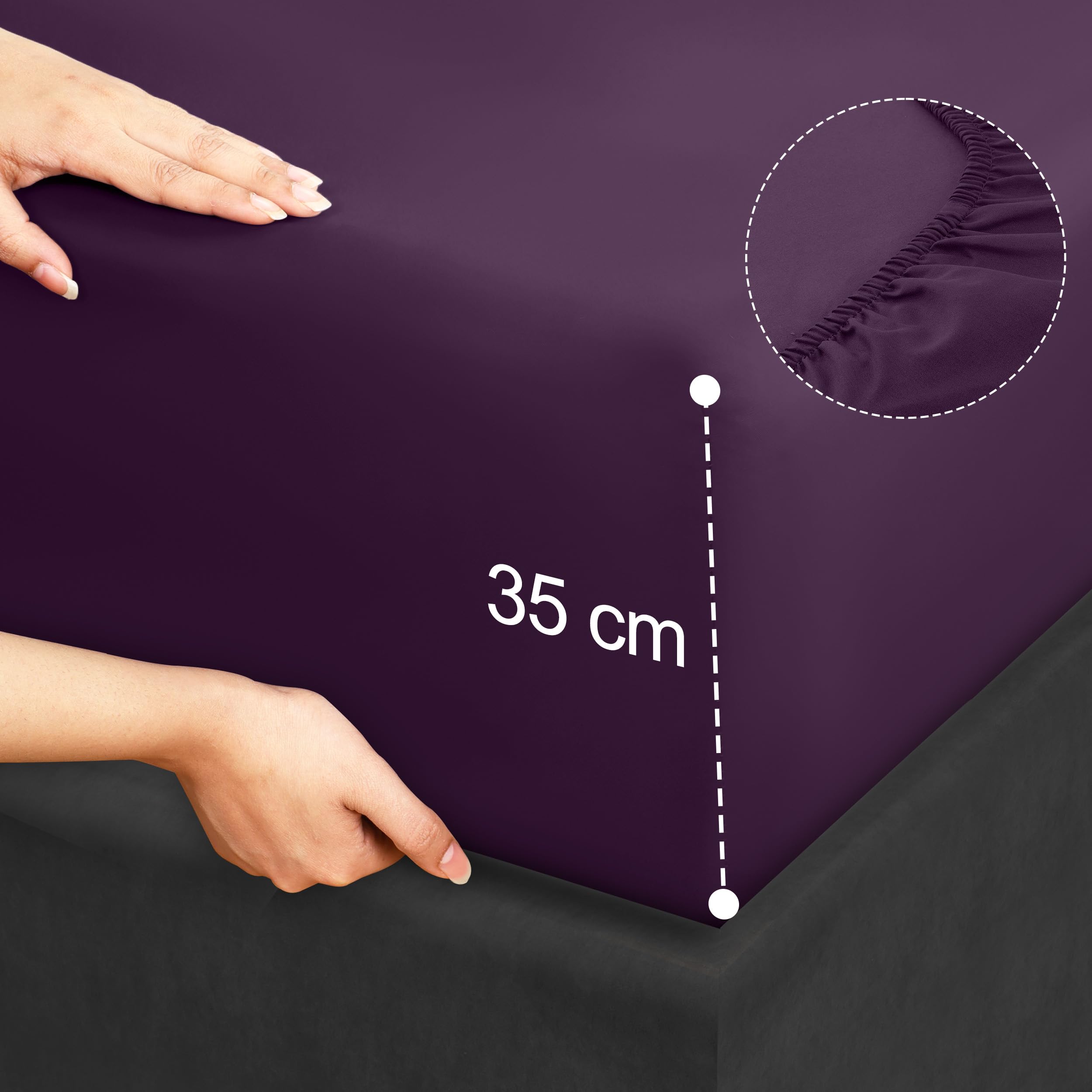 Utopia Bedding - Set Lenzuola Letto Matrimoniali 4 Pezzi 180x200 cm - Spazzolata Poliestre di Microfibra - Oeko-Tex Certificato - Lenzuolo con Angoli, Lenzuolo Piatto e 2 Federe 50x75, Porpora