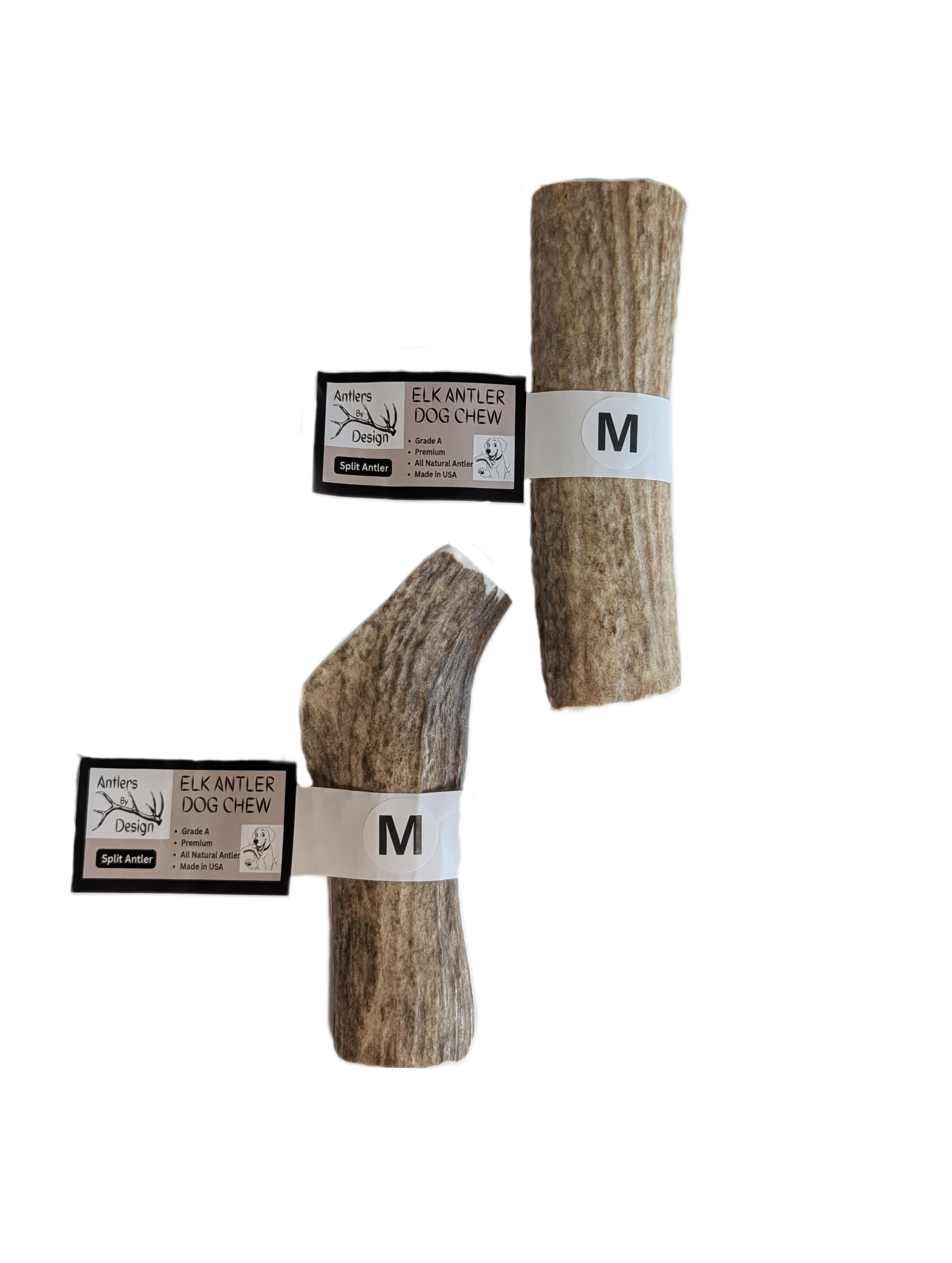 Elk Antler Chew for Dogs, Split or Whole Antler, All Natural Long-Lasting Durable Dog Bone for Aggressive Chewers (Medium Split-2 Pack)