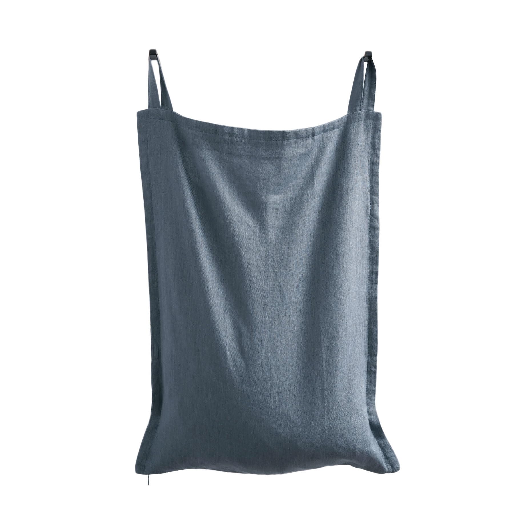 Amazhiyu Wäschekorb zum Aufhängen an der Tür, 100 % Leinen, hält schmutzige Kleidung und spart Platz, blau