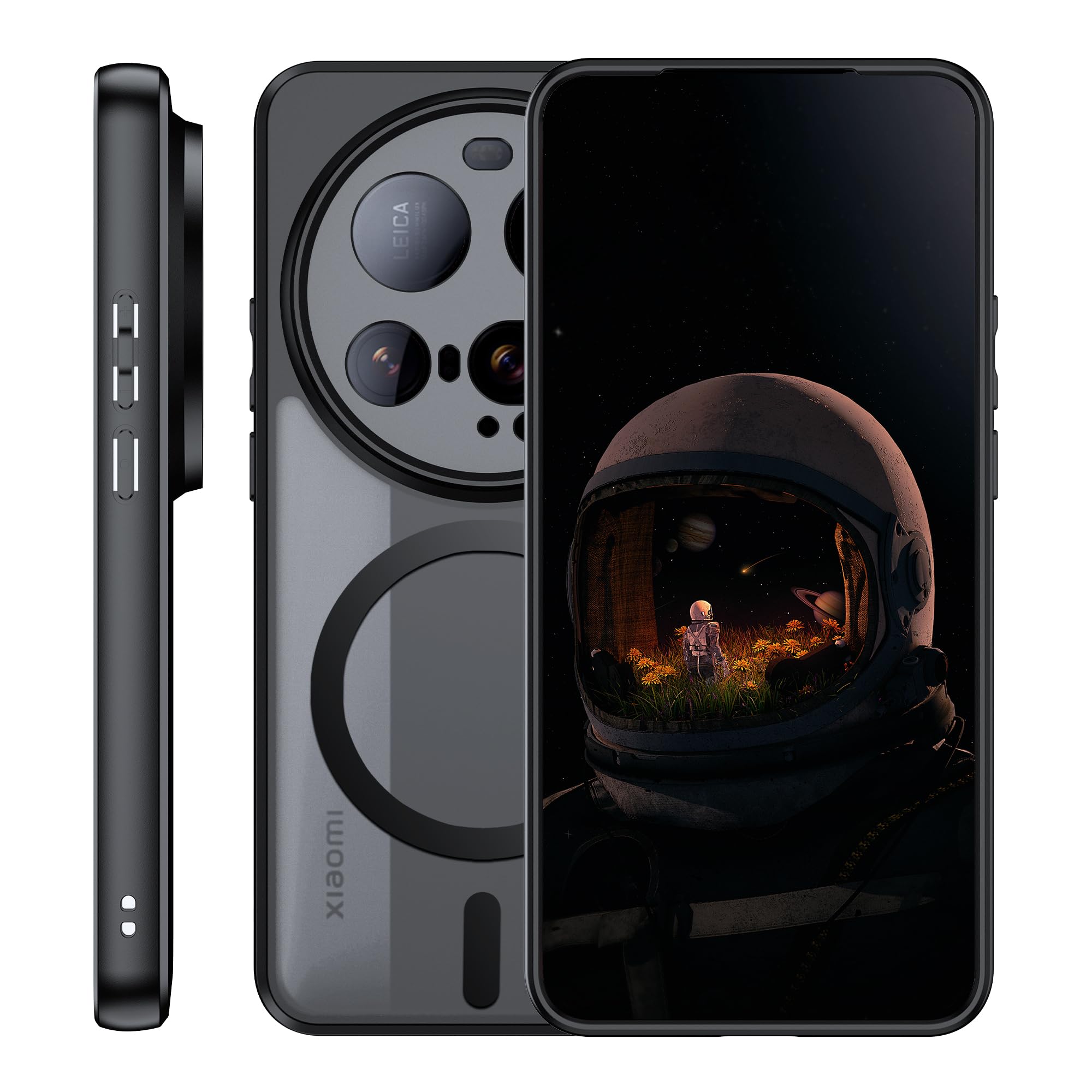 zZjoOoj Custodia protettiva per Xiaomi 15 Ultra, con retro magnetico a prova di urti, sottile, traslucida, di colore nero opaco