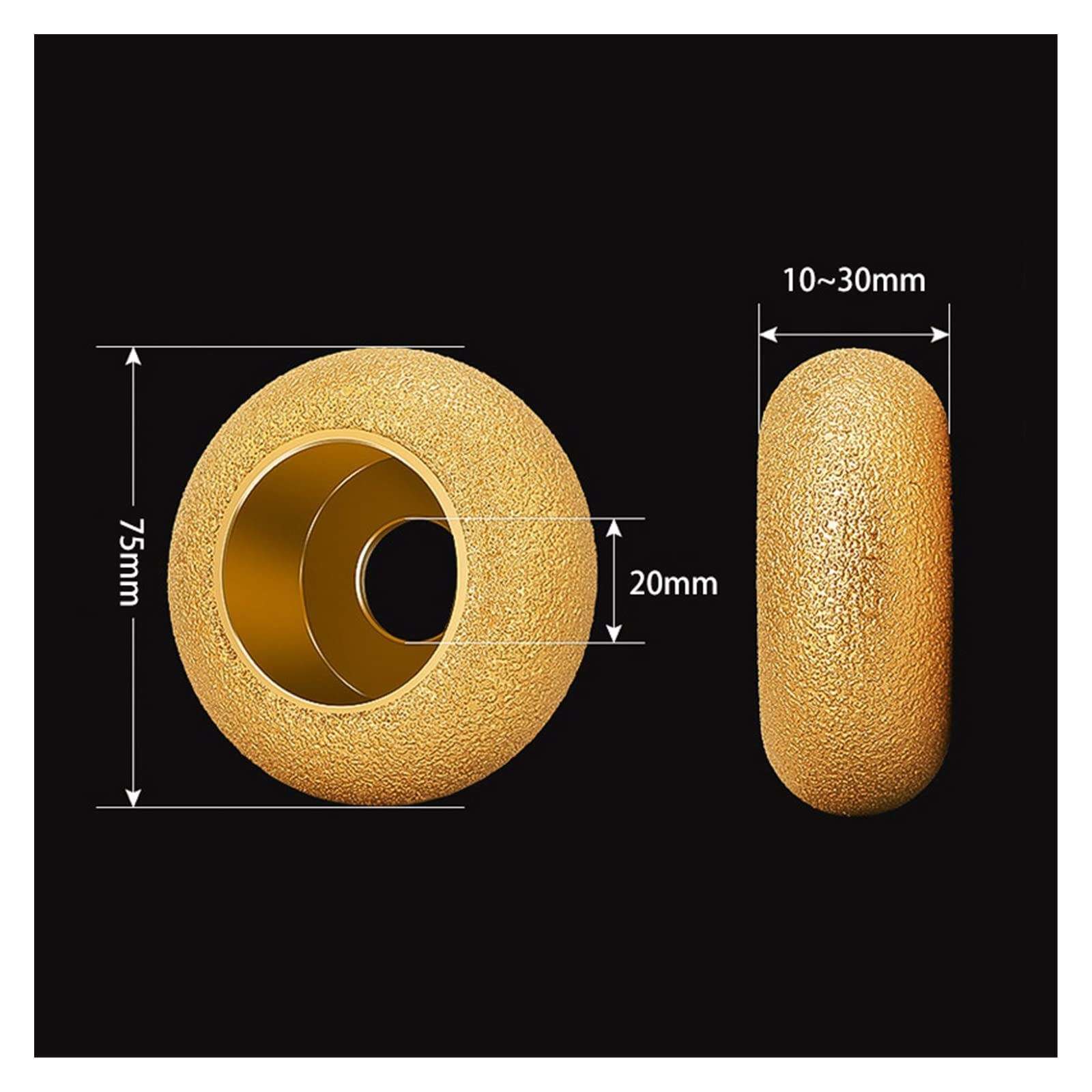 Diamentowa tarcza szlifierska, Otwór o średnicy 20 mm 3 cale 75 mm lutowana na sucho ściernica diamentowa lutowana próżniowo Demi-bullnose krawędź marmurowa tarcza szlifierska(404 Shape 40mm)