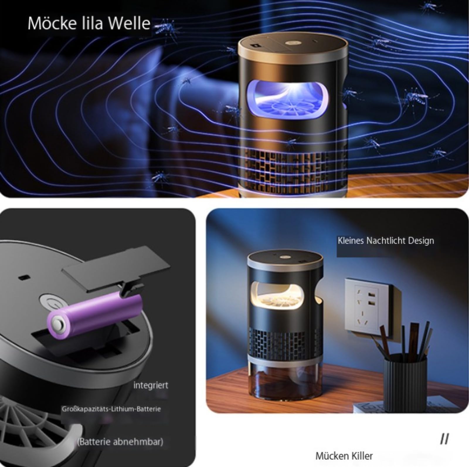 Mosqitter® Elektrische Insektenfalle (MX-06 Akku-aufladbar) | insektenvernichter elektrisch