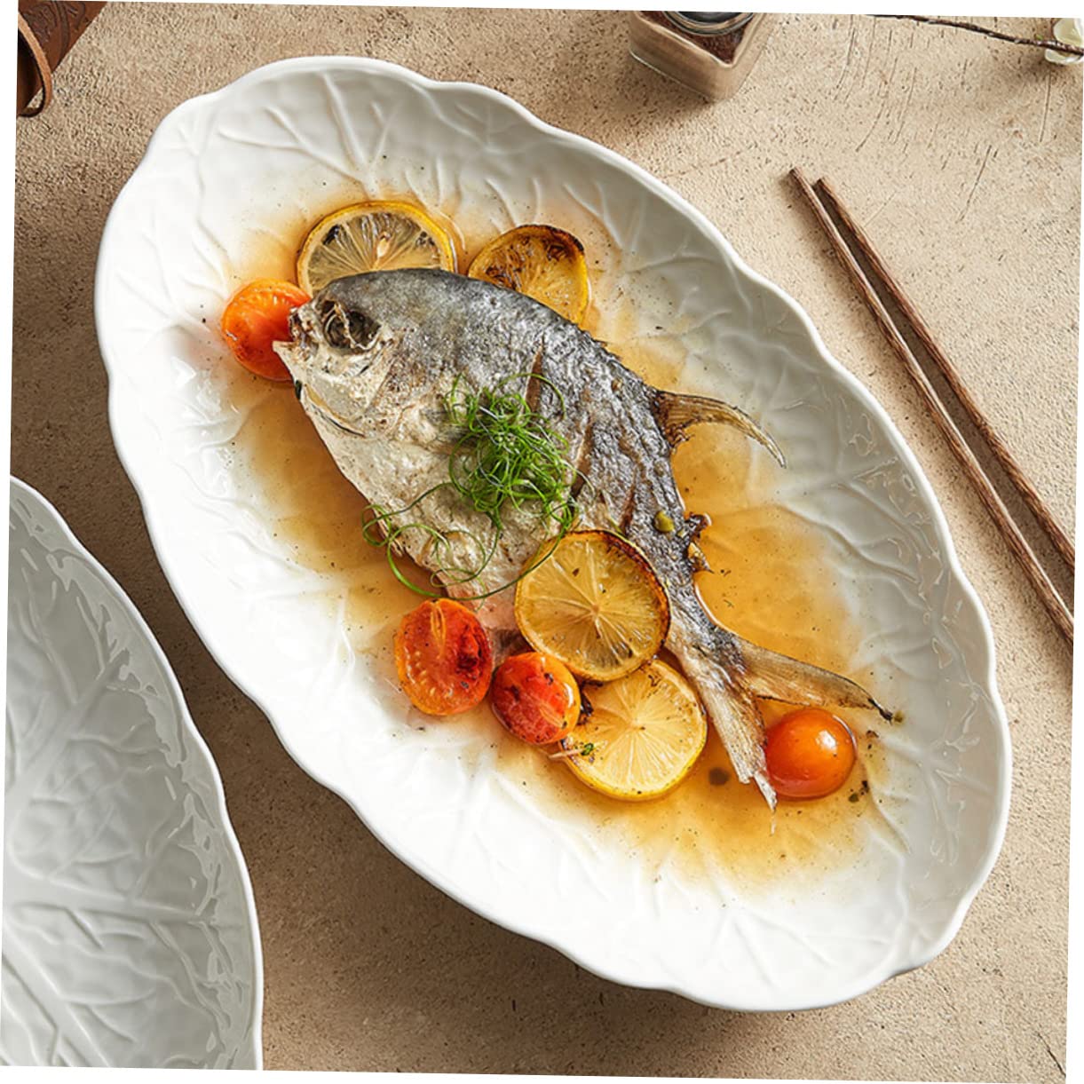 Piatto da Pesce in Ceramica Bianco, per Antipasti, Ristorante