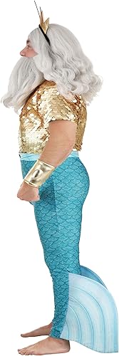 Miniatura 4 de Disfraz de rey Tritón de talla grande Traje de Poseidón Merman para hombre La Sirenita Rey de la Atlántida Underwater Royalty
