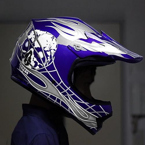 Miniatura 7 de SLMOTO - Casco DOT de motocross para niños y jóvenes, casco de motociclismo de calle, casco de motocicleta ATV, casco, goggles y guantes