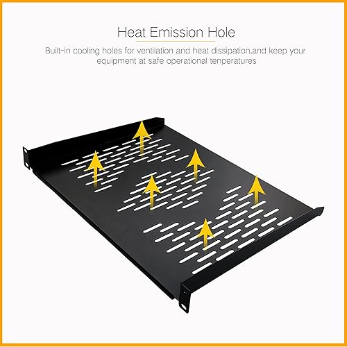 Miniatura 3 de RIVECO 2 estantes para rack de 1U de 19 pulgadas, para montaje en gabinete, ventilados para montaje en estantes de equipos de red, 14 pulgadas de