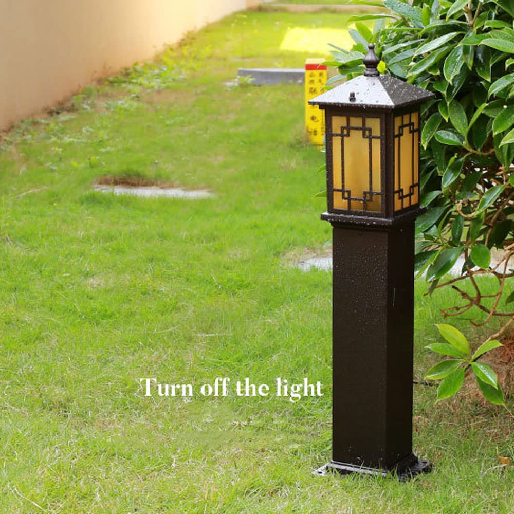 Luces de columna súper cuadradas chinas de 28,8 pulgadas Luz de calle impermeable y a prueba de lluvia para exteriores E27 Lámpara de poste de aluminio fundido a presión marrón de un solo cabe