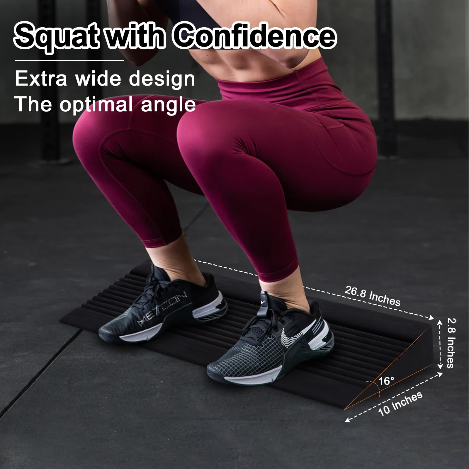 Welspo One-Piece Wadendehner, Anti-Tip Design Slant Board für Kniebeugen für Wadenstrecker, Beinstrecker, Plantarstretching, Gewichtheben,Recovery-Training und Stretching