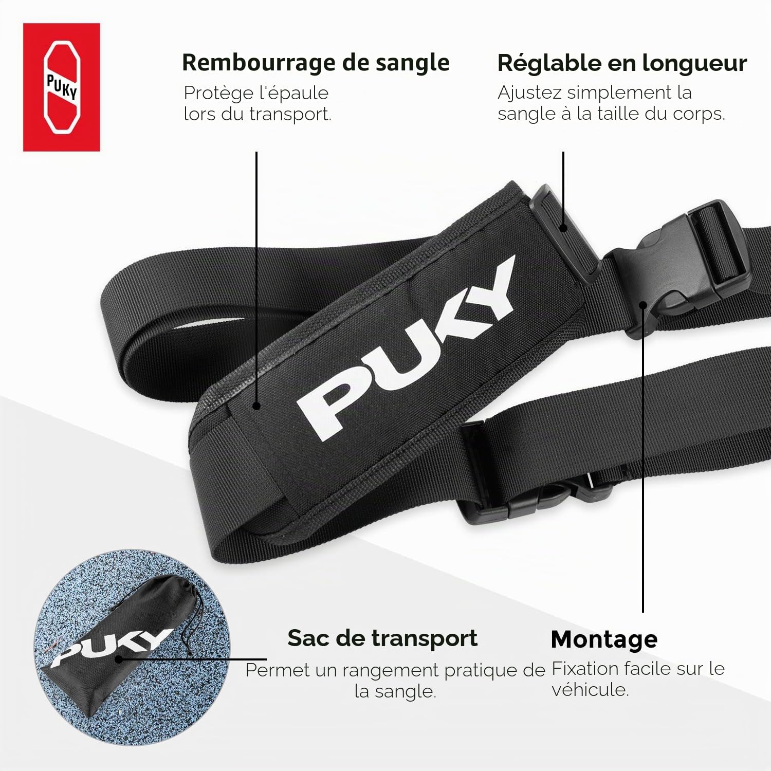 PUKY Buddy | Sangle de Transport | pour draisiennes & trottinettes | Transport Facile & Confortable | Longueur réglable pour Tous Les Parents | Résistant & Pratique | Idéal pour Les Excursions